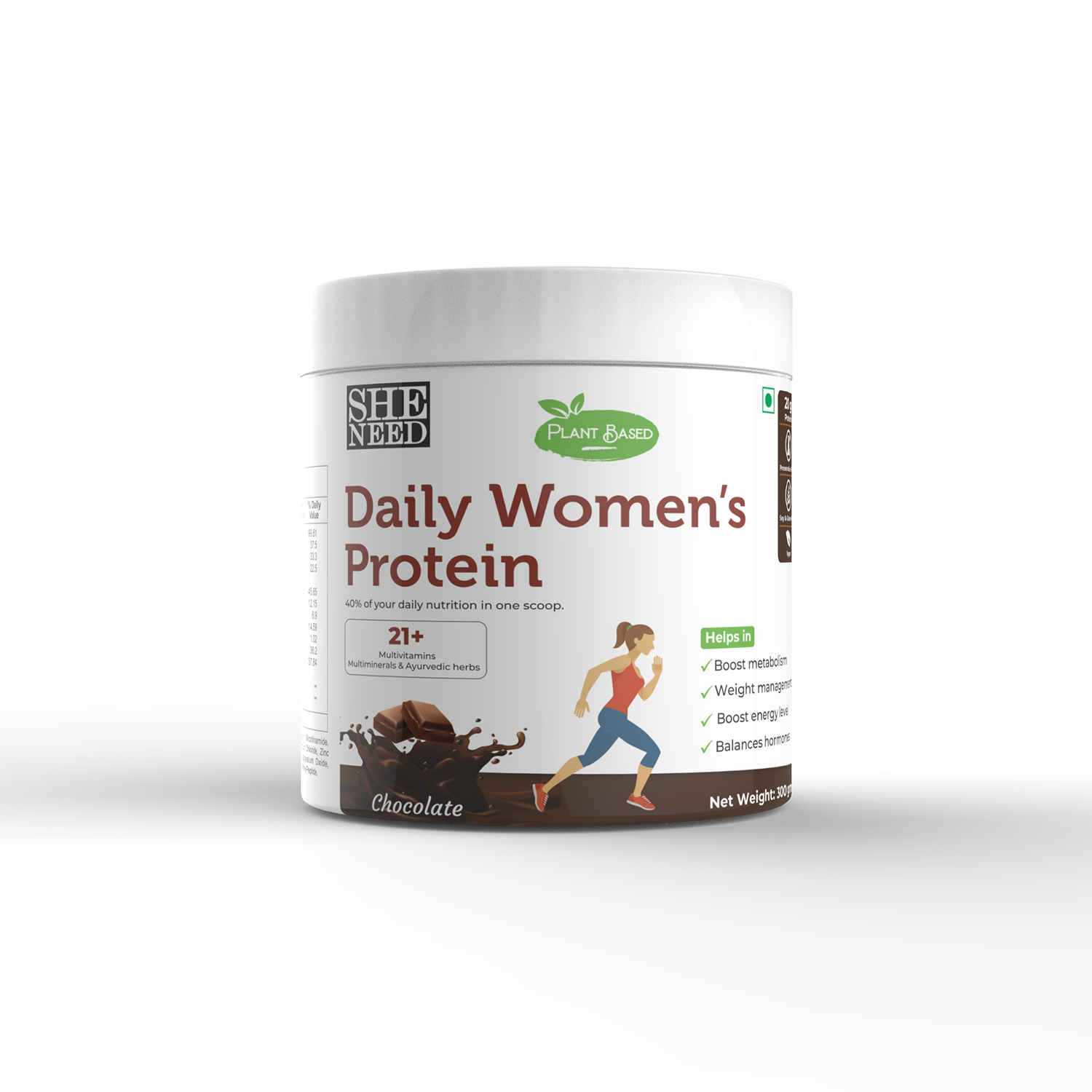 Buy SheNeed Plant Based Daily Women's Protein Drink with 21+ Nutrients for Women with Sitawar, Turmeric and Iron, Calcium For Energy, Hormone Balance, Bone, Hair And Skin & Muscle Health, Vegan -300 gm - Purplle