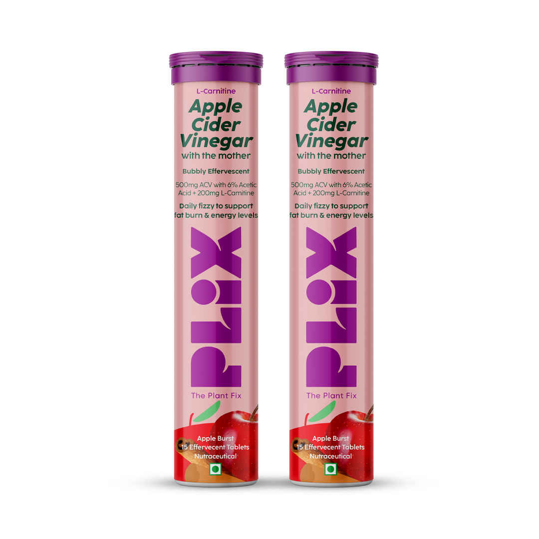 Buy PLIX Apple Cider Vinegar L-Carnitine Effervescent, Convert Fat Into Energy, 15 Effervescent Tablets, Pack of 2 (Apple) - Purplle