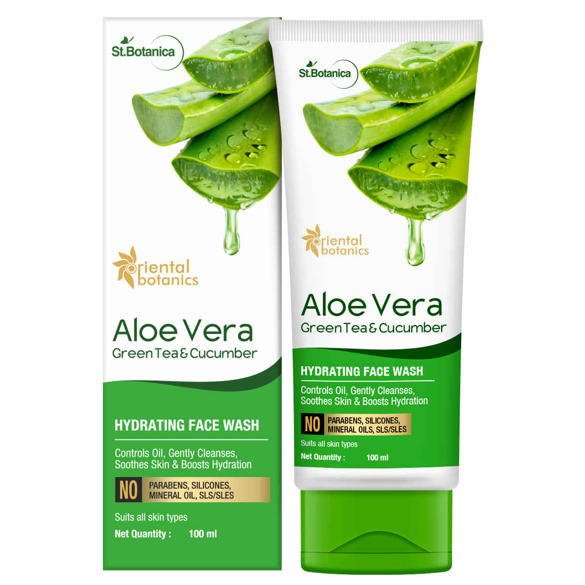 Buy Oriental Botanics Aloe Vera, Green Tea & Cucumber Hydrating Face Wash - No Sulphate, Paraben, Silicone (100 ml) - Purplle