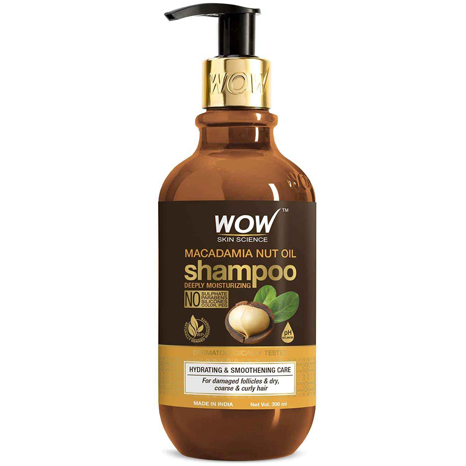 Buy WOW Skin Science Macadamia Nut Oil Shampoo - Deeply Moisturizing - Hydrating & Smoothening Care - No Sulphate, Parabens, Silicones, Color & PEG (300 ml) - Purplle