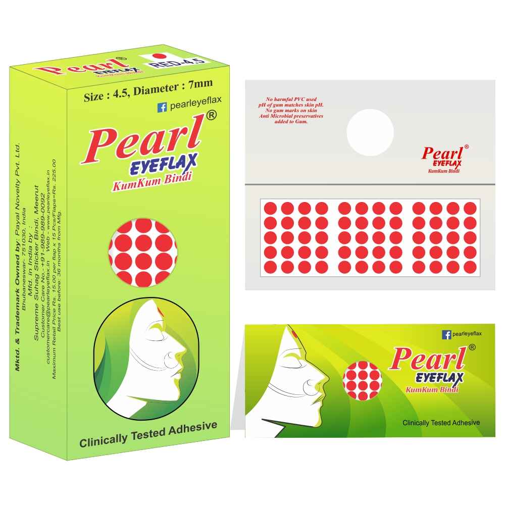 Buy Pearl Eyeflax Kumkum Bindi Red Round Box with 15 Flaps (Size 4.5 Diameter 7mm) - Purplle