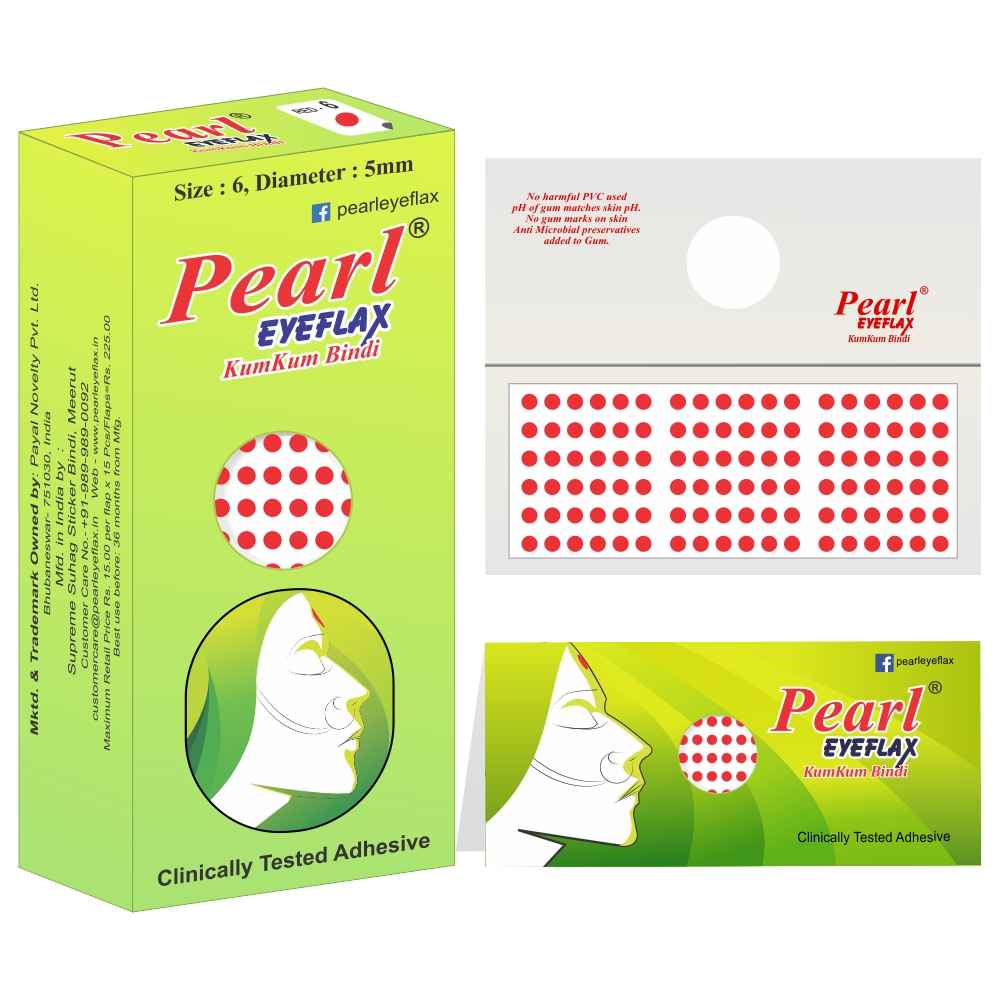 Buy Pearl Eyeflax Kumkum Bindi Red Round Box with 15 Flaps (Size 6 Diameter 5mm) - Purplle