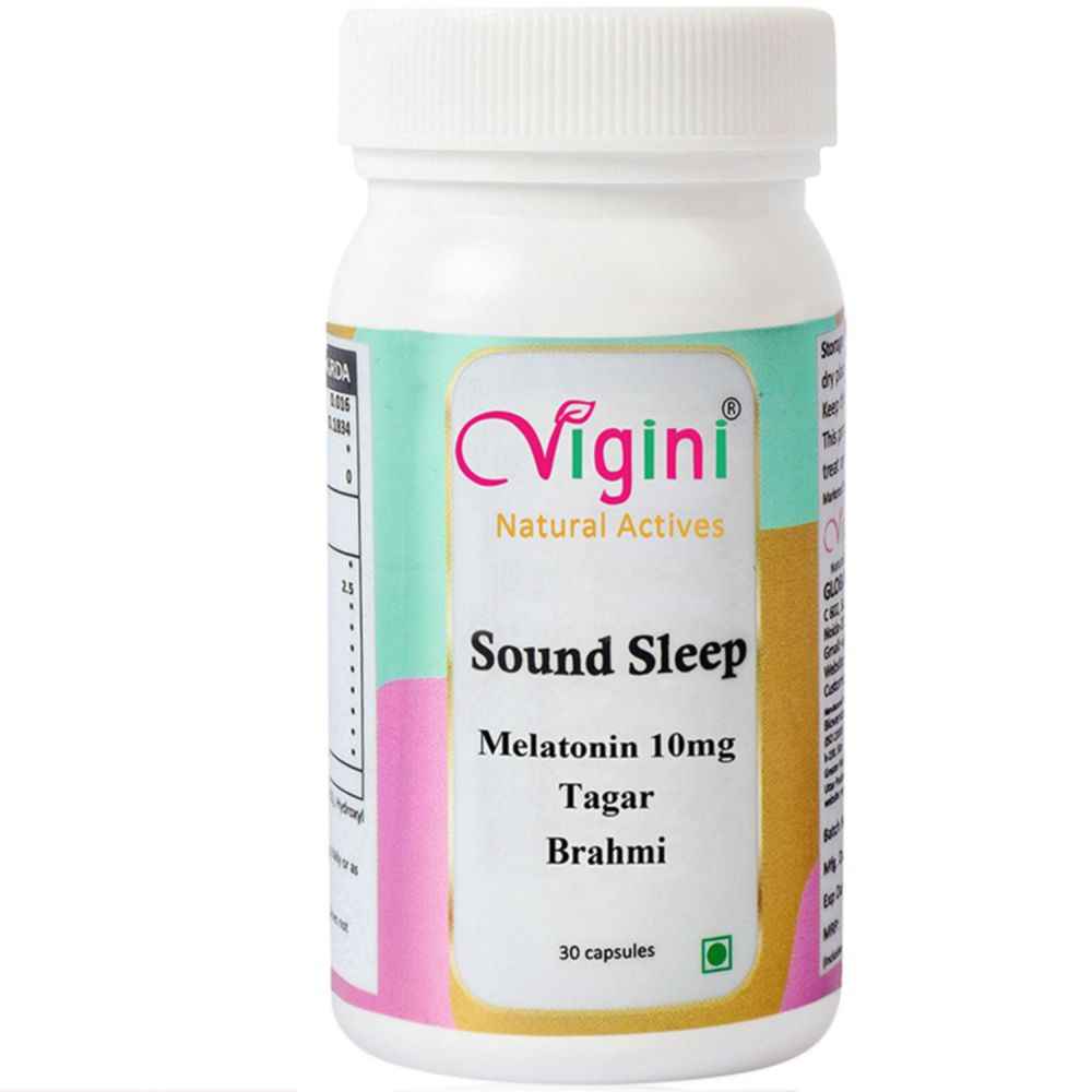 Buy Vigini Natural Non Habit Forming Melatonin 10mg Tagar Chamomile Vitamin B6 Promote Peaceful Deep Sleeping Reduce Stress, Healthy Sleep Aid Relaxation Cycle 30 Caps - Purplle