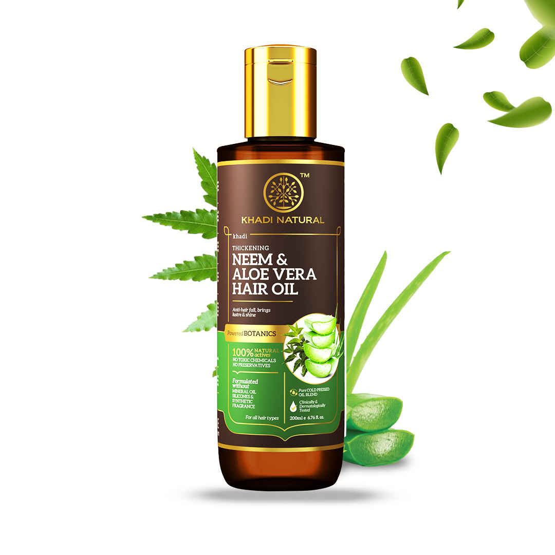 Buy Khadi Natural Neem & Aloevera With Wheat Germ Hair Oil - Powered Botanics(200ml) - Purplle
