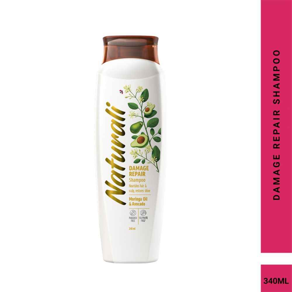 Buy Naturali Damage Repair Shampoo with Moringa Oil & Avocado | Repairs Hair Damage | Paraben and Sulphate Free Shampoo | Best Shampoo for Dry & Frizzy Hair - Purplle