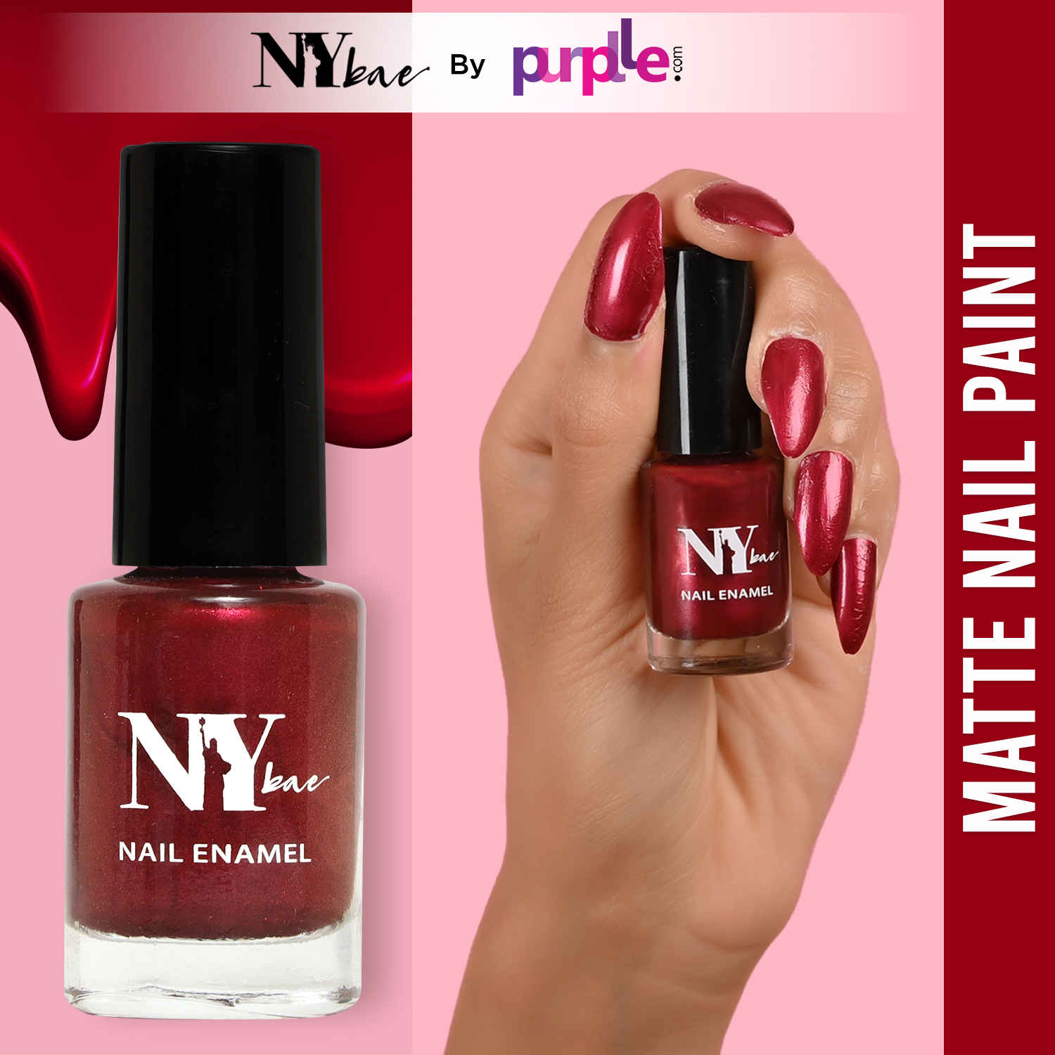 Buy NY Bae Creme Nail Enamel - Waldorf Salad 18 (6 ml) | Red | Rich Pigment | Chip-proof | Long lasting | Quick Drying | Cruelty Free - Purplle
