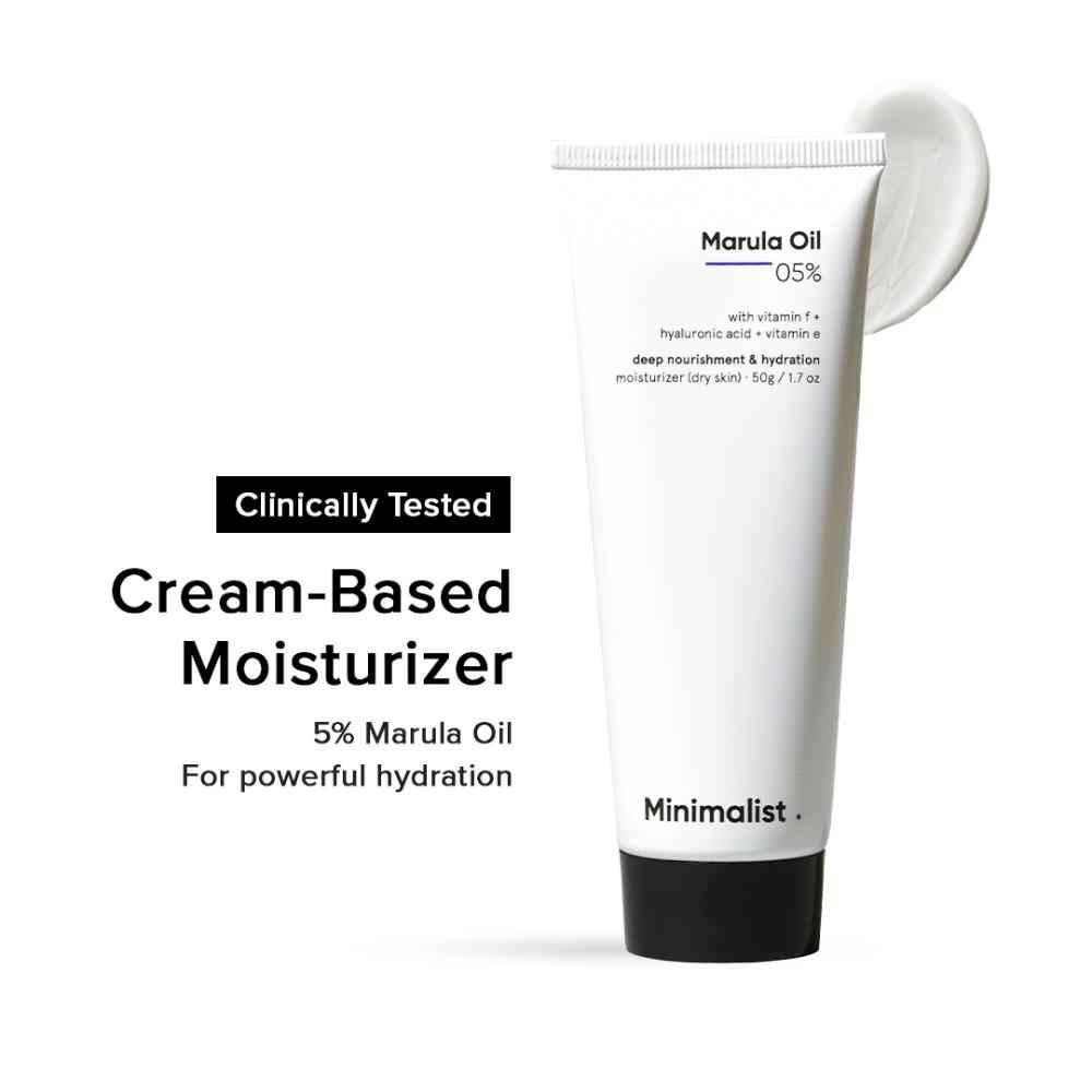 Buy Minimalist 5% Marula Oil Moisturizer with Hyaluronic Acid & Vitamin F & E for Dry Skin - 50 gm - Purplle