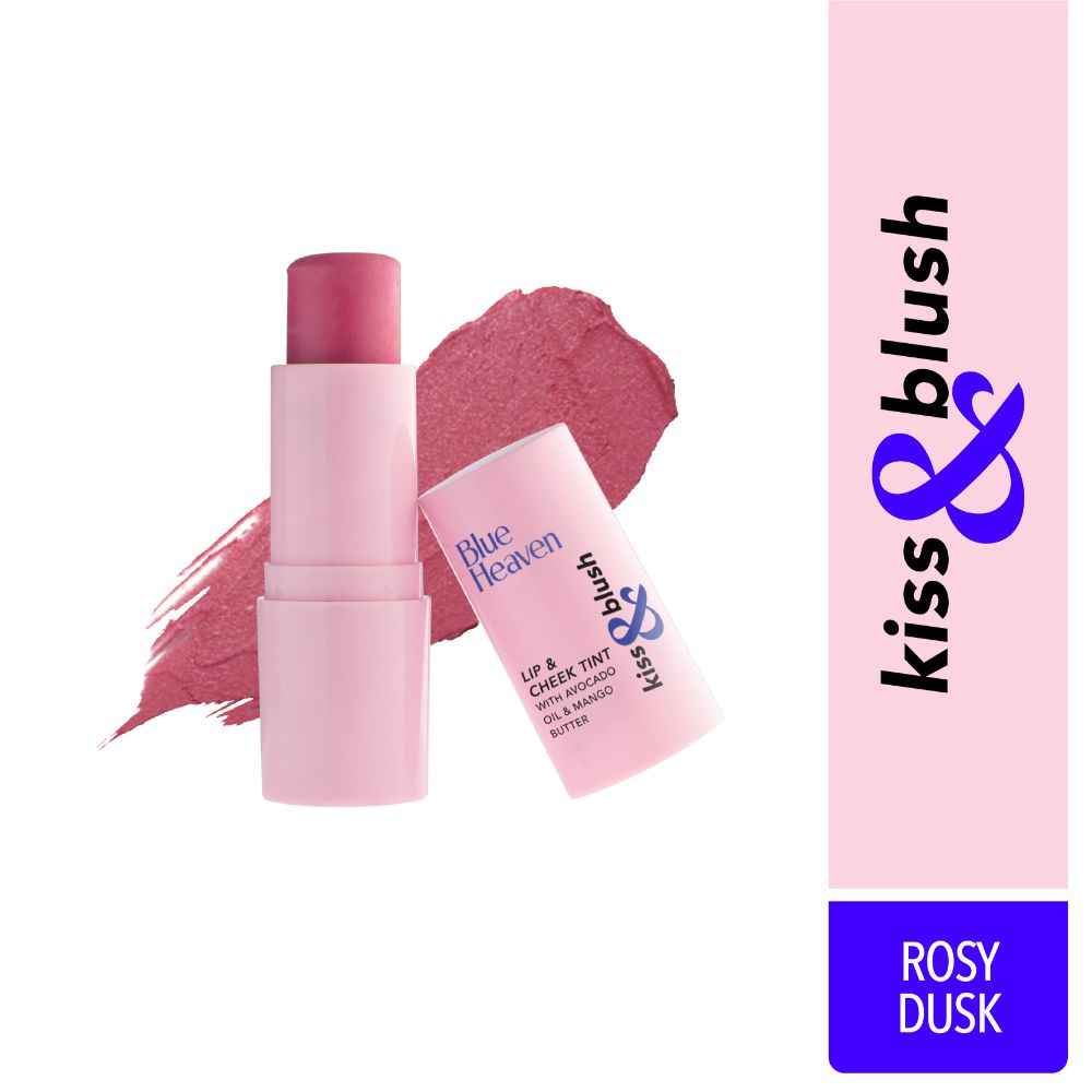 Buy Blue Heaven Kiss & Blush Lip, Cheek & Eye Tint with Avocado Oil & Mango Butter | 3-in-1 blush for face makeup | Rich & Creamy Formula |Easily Blendable | Multipurpose Makeup, Rosy Dusk, 8.5 gm - Purplle