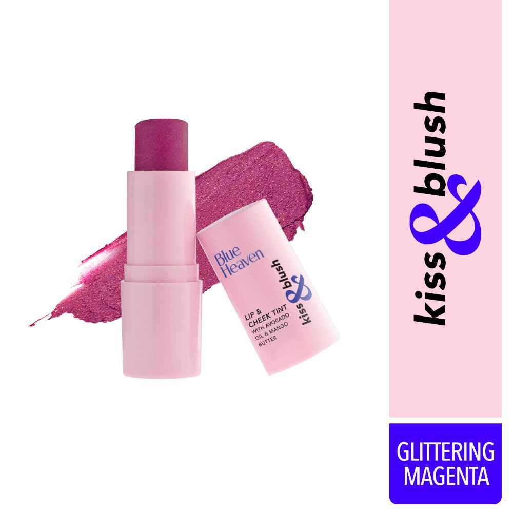 Buy Blue Heaven Kiss & Blush Lip And Cheek Tint, Glittering Magenta - Purplle