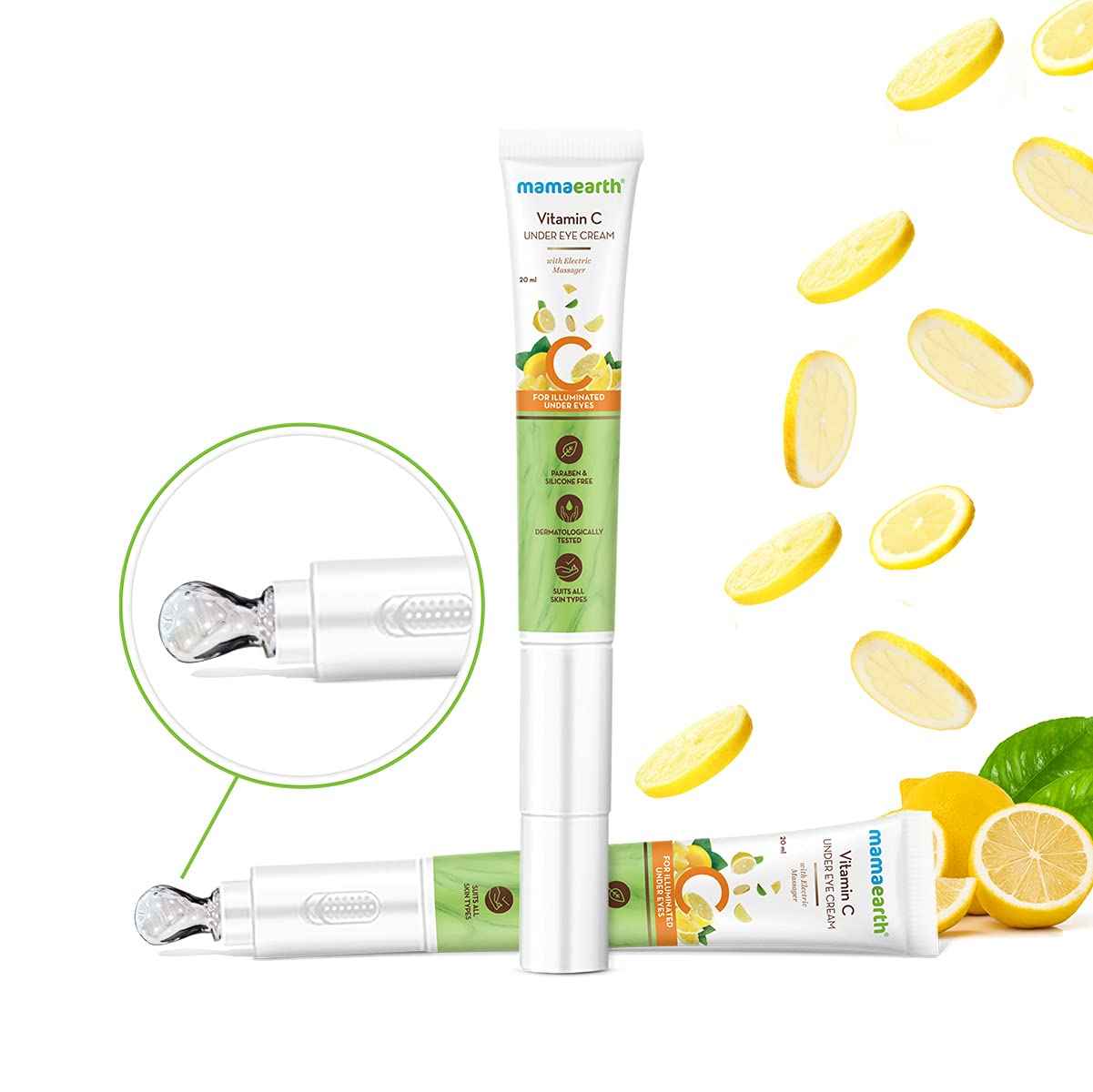 Buy Mamaearth Vitamin C Under Eye Cream for dark circles, with Electric Massager for illuminated Under Eyes – 20 ml - Purplle
