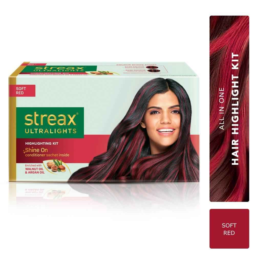 Buy Streax Ultralights Highlight Hair Colour Kit, Semi Permanent Hair colour for women and men, Soft Red, 80 ml - Purplle