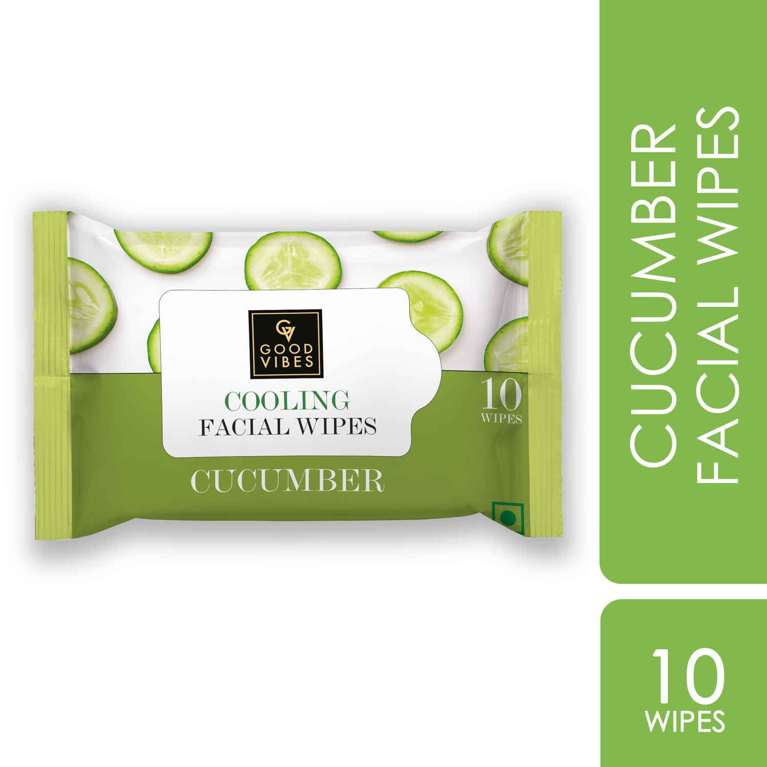 Buy Good Vibes Cucumber Cooling Facial Wipes | Hydrating, Cleansing, Soothing | Vegan, No Parabens, No Sulphates, No Alcohol, No Mineral Oil (10 Wipes) - Purplle