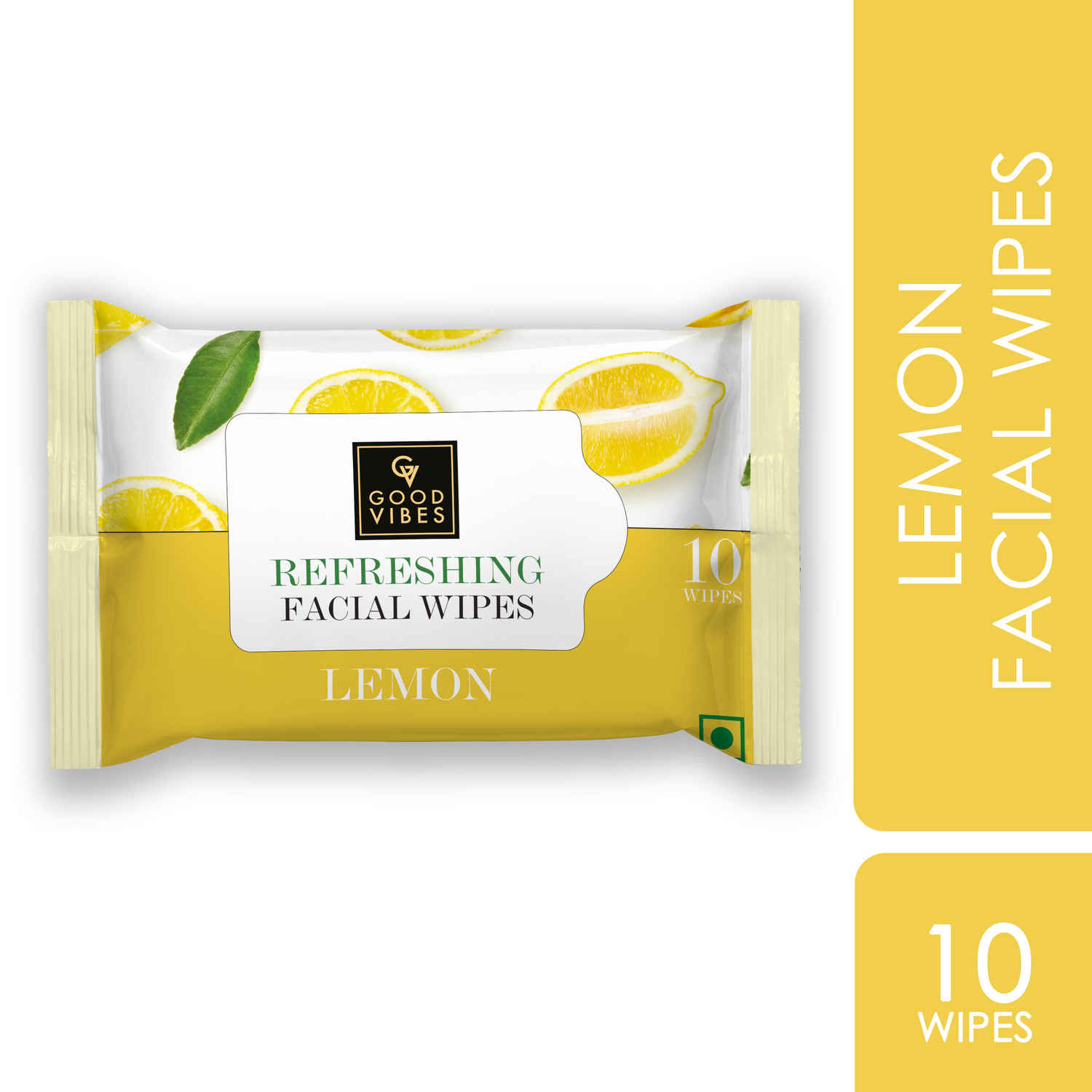 Buy Good Vibes Lemon Refreshing Facial Wipes | Cleansing, Hydrating | Vegan, No Parabens, No Sulphates, No Alcohol, No Mineral Oil (10 Wipes) - Purplle