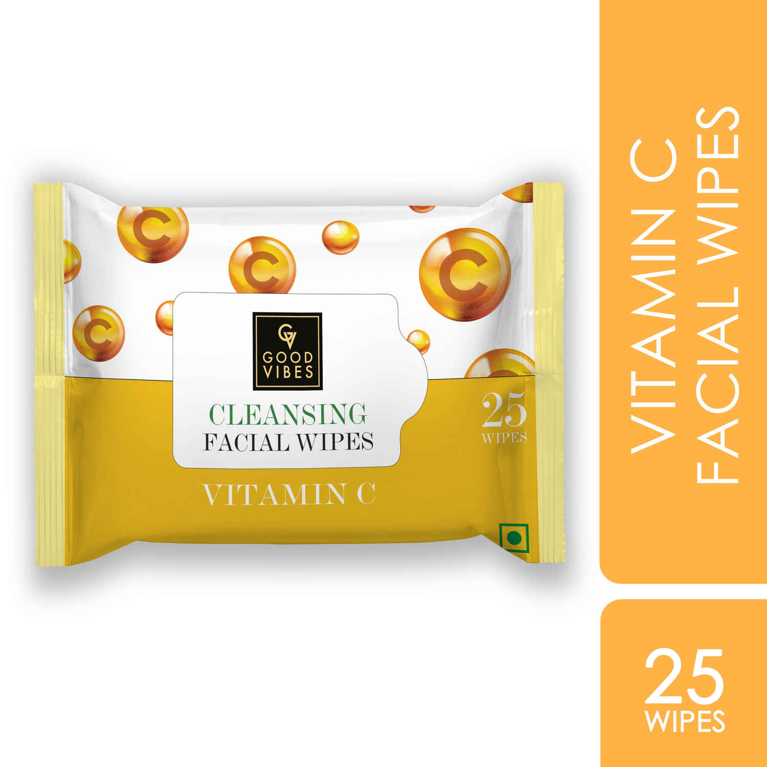 Buy Good Vibes Vitamin C Cleansing Facial Wipes | Refreshing, Rejuvenating | Vegan, No Parabens, No Sulphates, No Alcohol, No Mineral Oil (25 Wipes) - Purplle