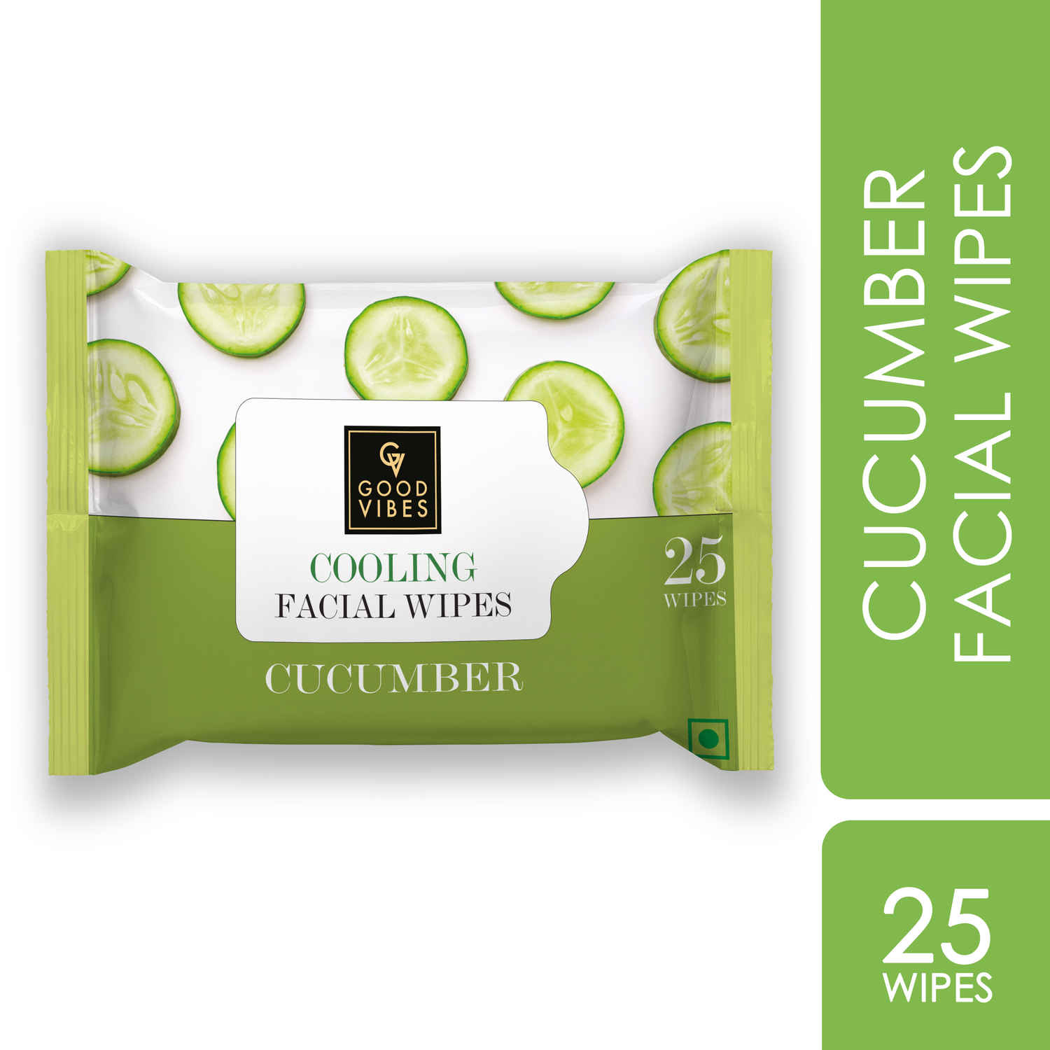 Buy Good Vibes Cucumber Cooling Facial Wipes | Hydrating | Vegan, No Parabens, No Sulphates, No Alcohol, No Mineral Oil, No Animal Testing (25 Wipes) - Purplle