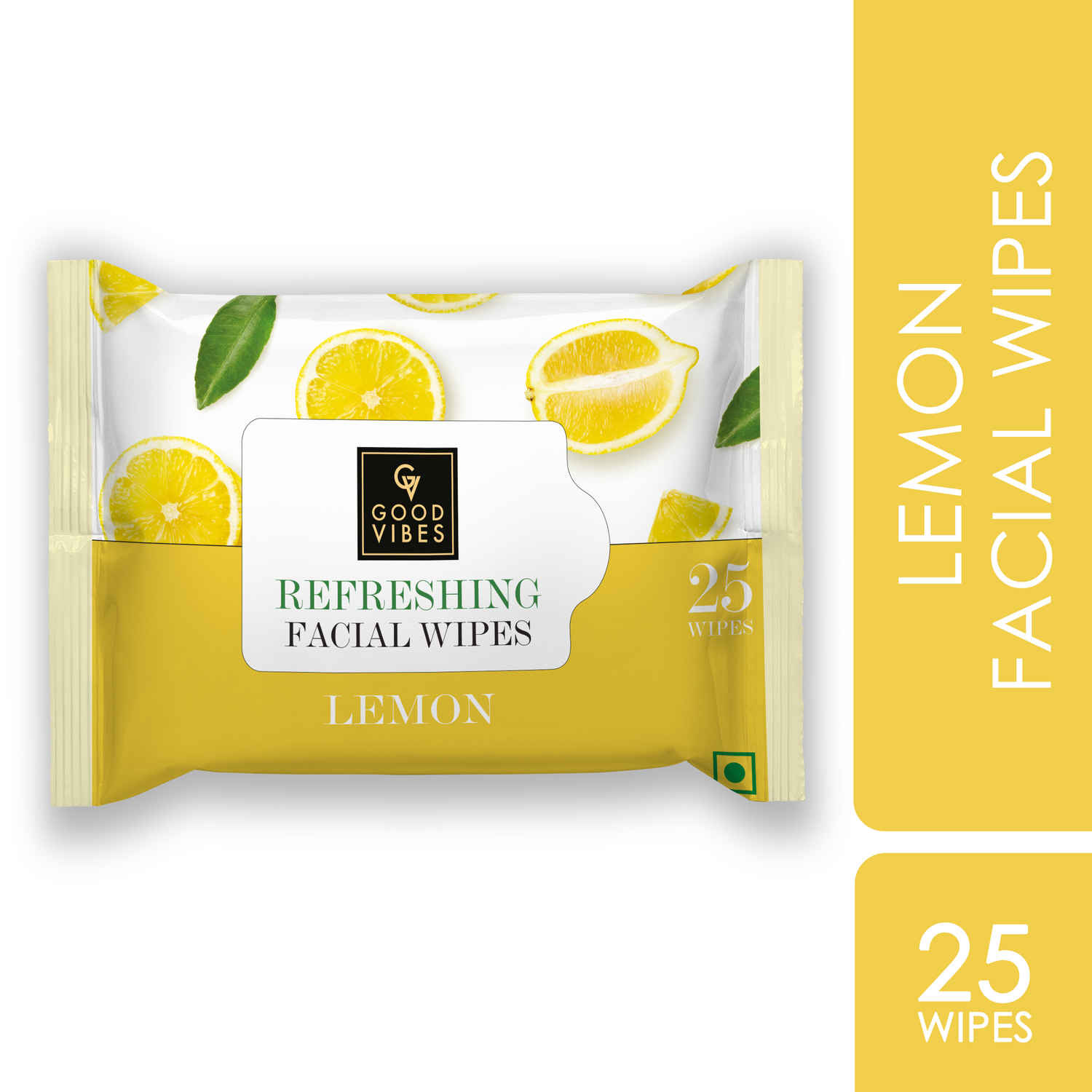 Buy Good Vibes Lemon Refreshing Facial Wipes, Hydrating | Vegan, No Parabens, No Sulphates, No Alcohol, No Mineral Oil, No Animal Testing (25 Wipes) - Purplle