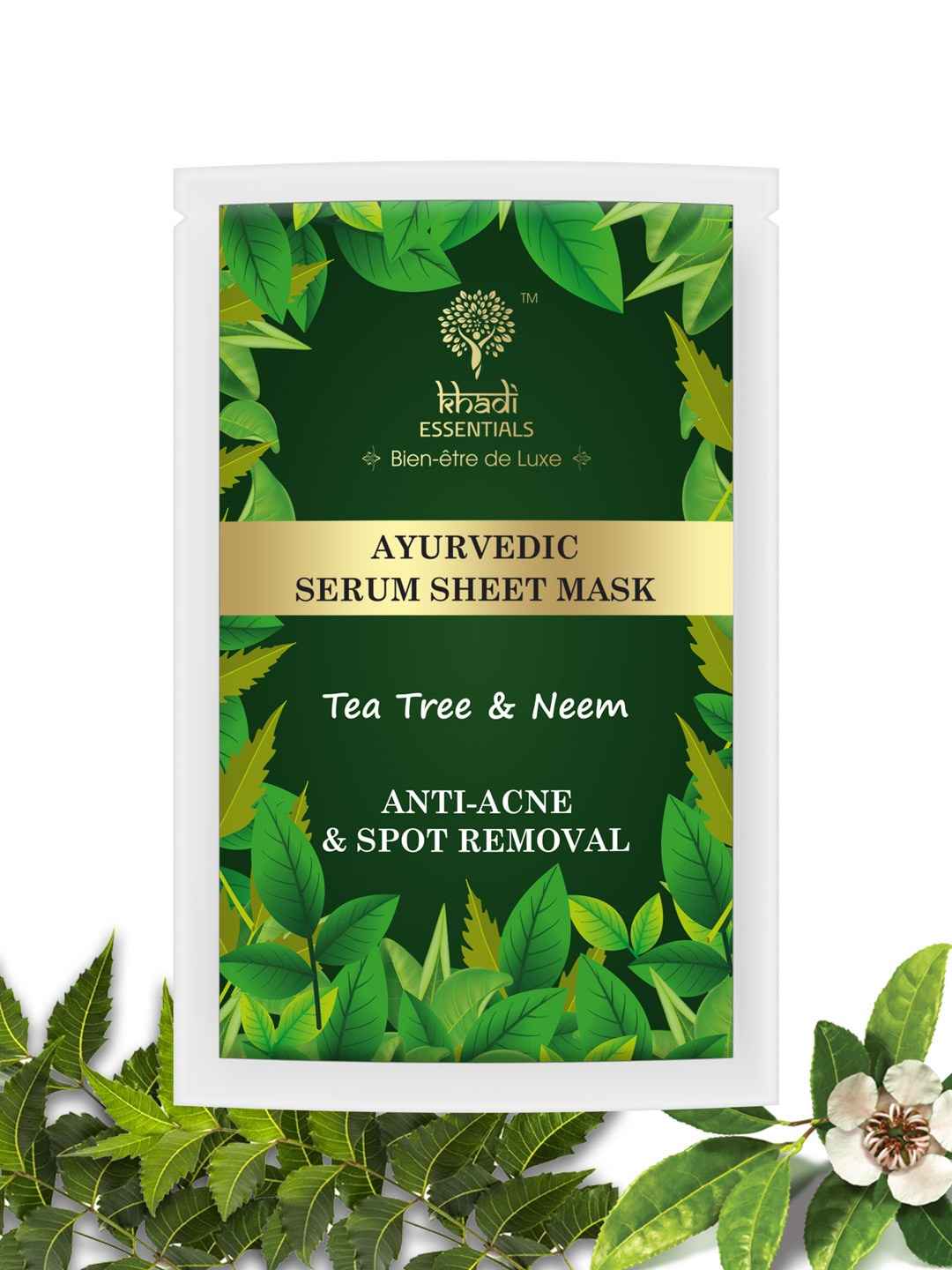 Buy Khadi Essentials Anti Acne Tea Tree And Neem Serum Sheet Mask 1 Pc - Purplle