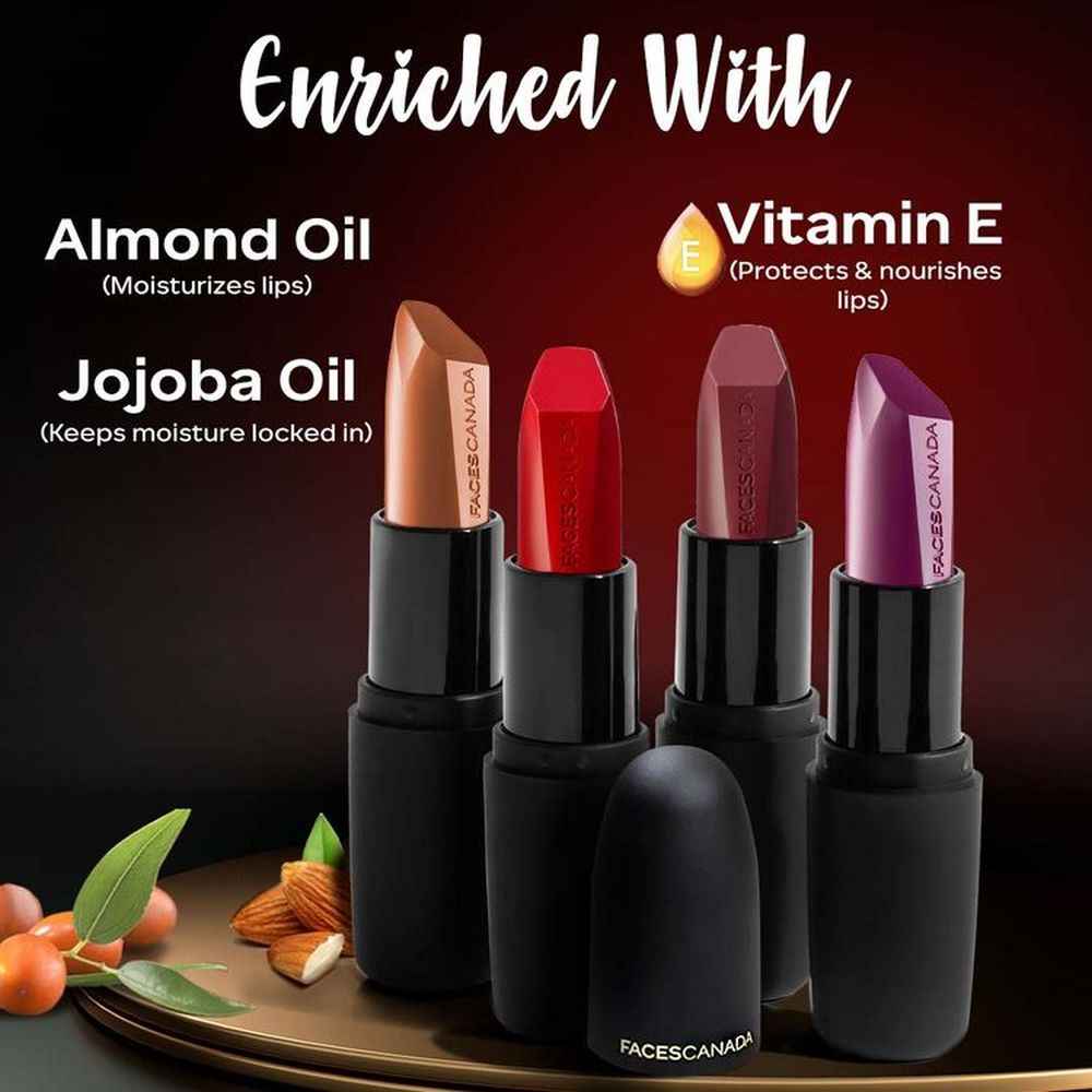 Buy FACES CANADA Weightless Creme Finish Lipstick - Imperial Plum, 4 gm | Creamy Finish | Smooth Texture | Long Lasting Rich Color | Hydrated Lips | Vitamin E, Jojoba Oil, Shea Butter, Almond Oil - Purplle