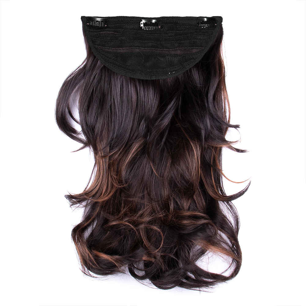 Buy STREAK STREET CLIP-IN 18" OUT CURL DARK BROWN HAIR EXTENSIONS WITH COPPER HIGHLIGHTS - Purplle