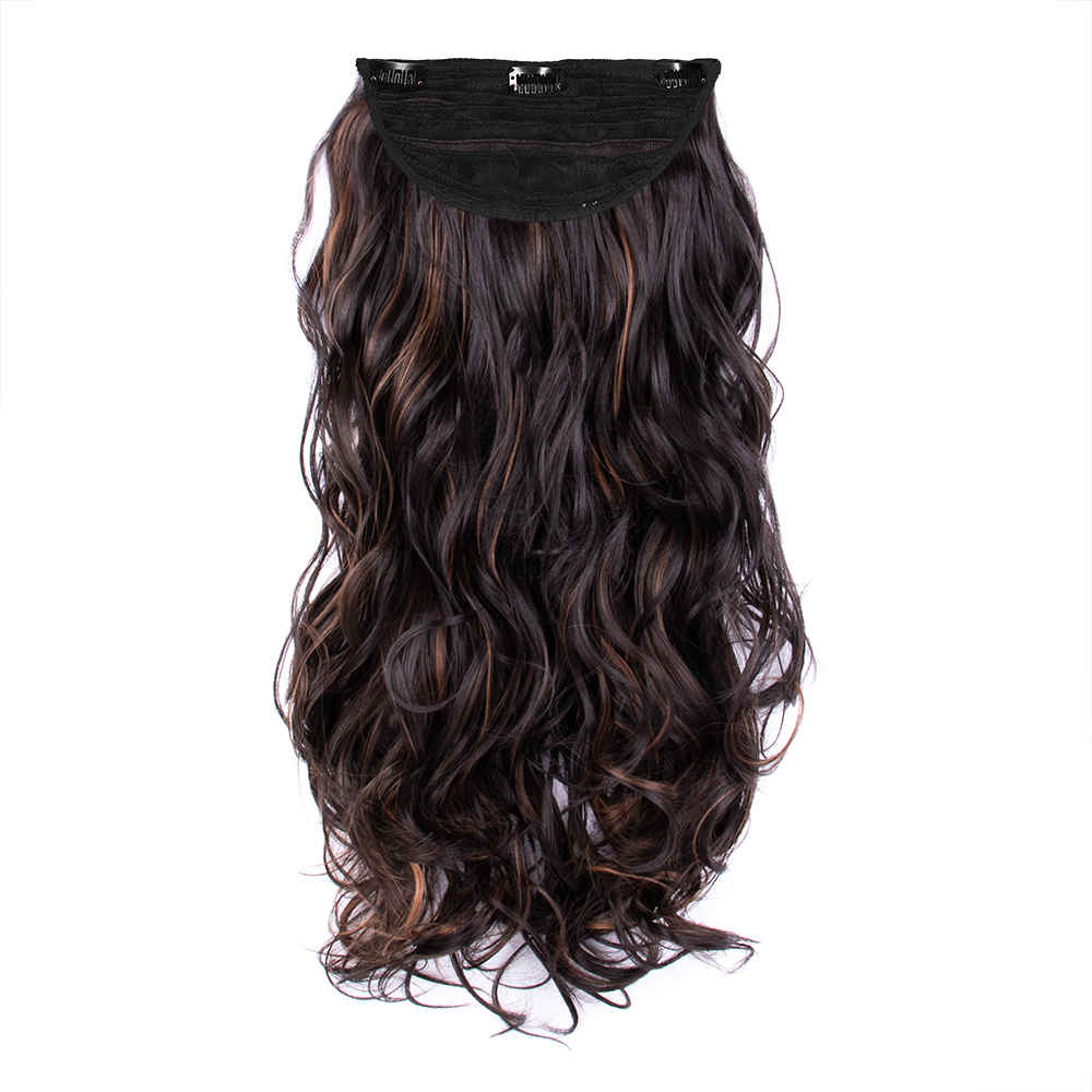 Buy STREAK STREET CLIP-IN 24" FULL-WAVY DARK BROWN HAIR EXTENSIONS WITH COPPER HIGHIGHTS - Purplle