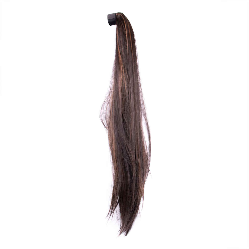 Buy STREAK STREET STRAIGHT DARK BROWN PONYTAIL WITH COPPER HIGHLIGHTS - Purplle