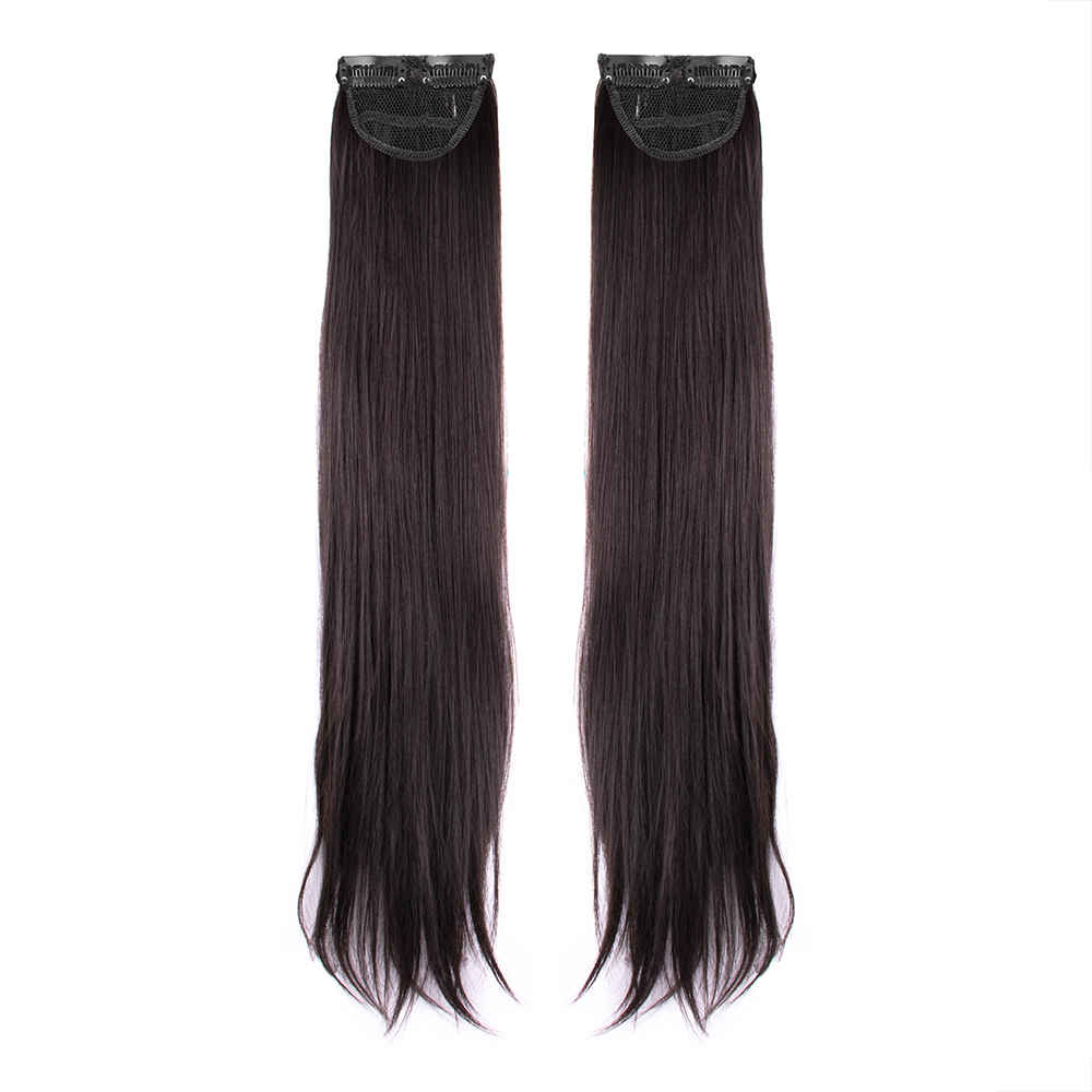 Buy STREAK STREET CLIP-IN 24" STRAIGHT DARK BROWN SIDE PATCHES (2pcs Set) - Purplle