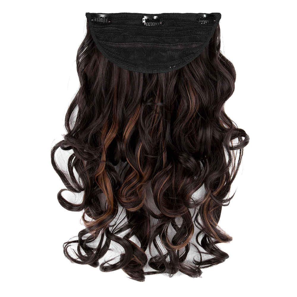 Buy Streak Street CLIP-IN 18'' Soft Curls Dark Brown Hair Extensions With Copper Highlights - Purplle