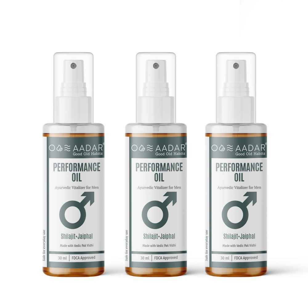 Buy AADAR PerforMANce Oil | Ayurvedic Power Massage Oil for Men | Improves Strength & Boost Energy | Shilajit, Black Seed, Jaiphal and Ashwagandha | 30 ml (Pack of 3) - Purplle