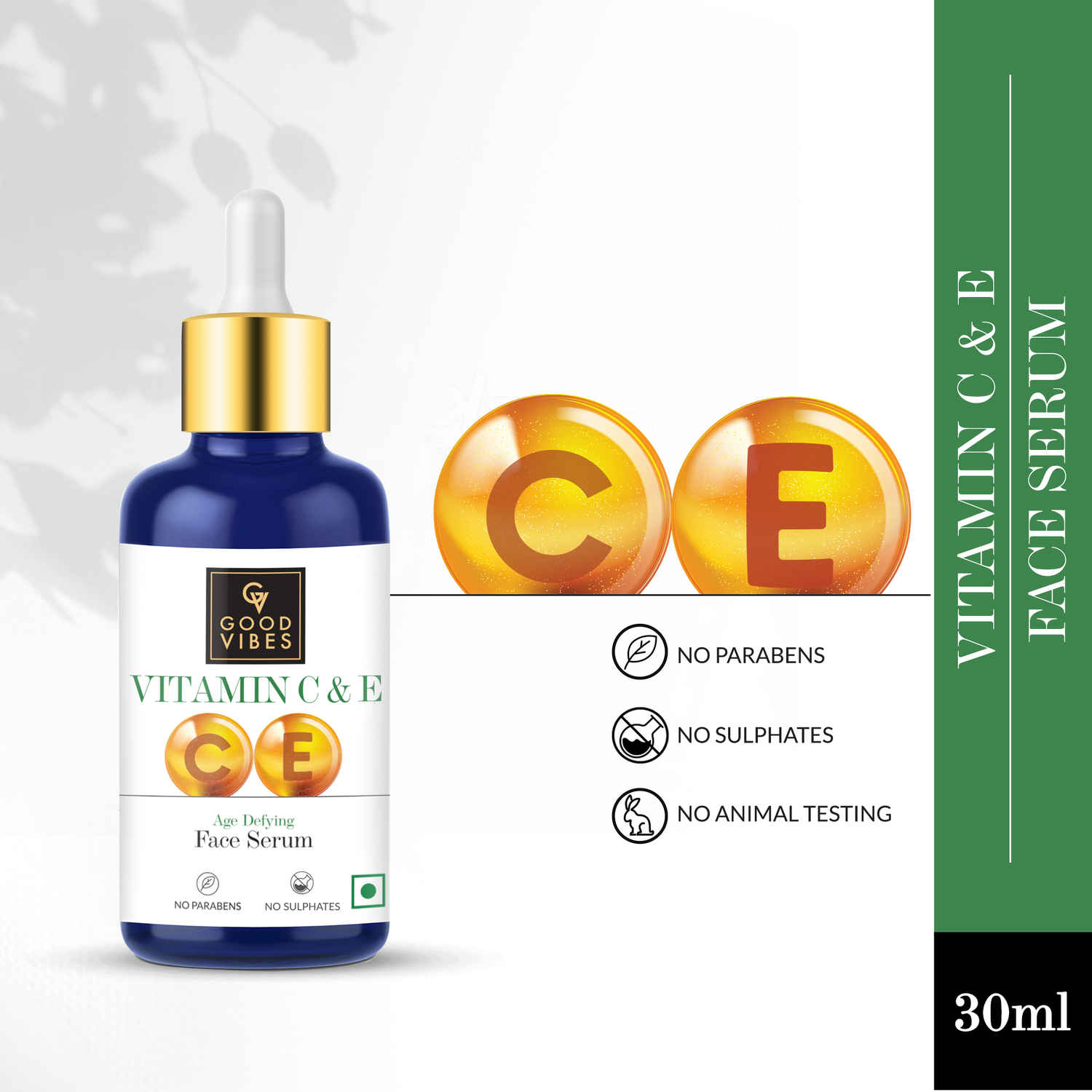 Buy Good Vibes Vitamin C & E Age Defying Serum | Reduces Wrinkles, Lighten Scars | No Parabens, No Sulphates, No Mineral Oil, No Animal Testing (30 ml) - Purplle