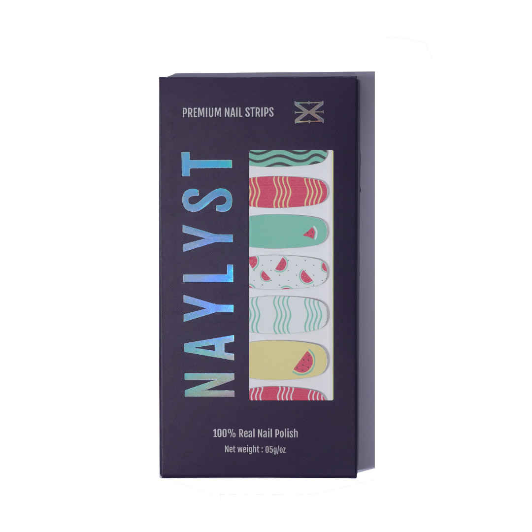 Buy Naylyst Premium 100% Real Nail Polish Strips Kit- Melonize - 16 Strips - Purplle