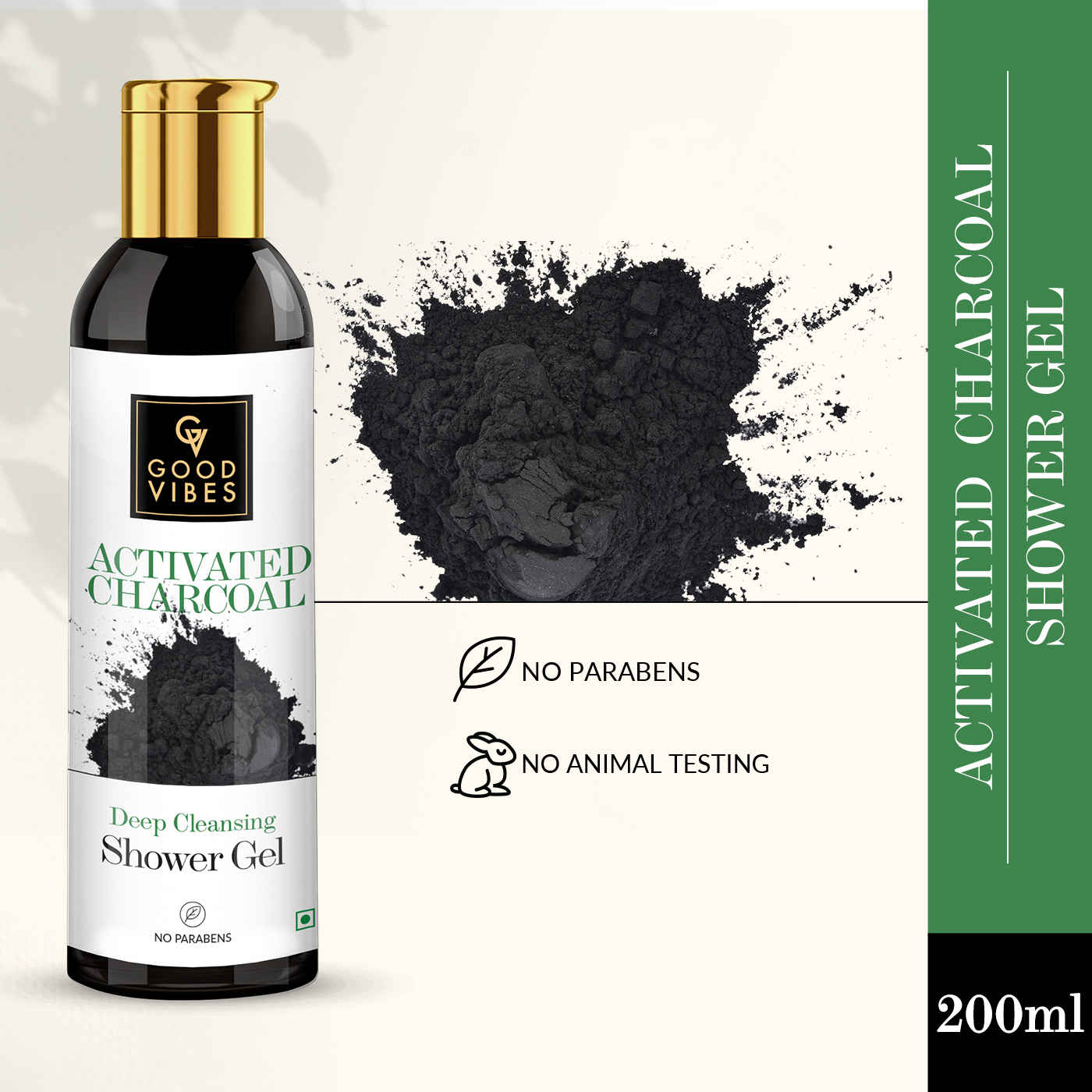 Buy Good Vibes Deep Cleansing Shower Gel (Body Wash) - Activated Charcoal (200 ml) - Purplle