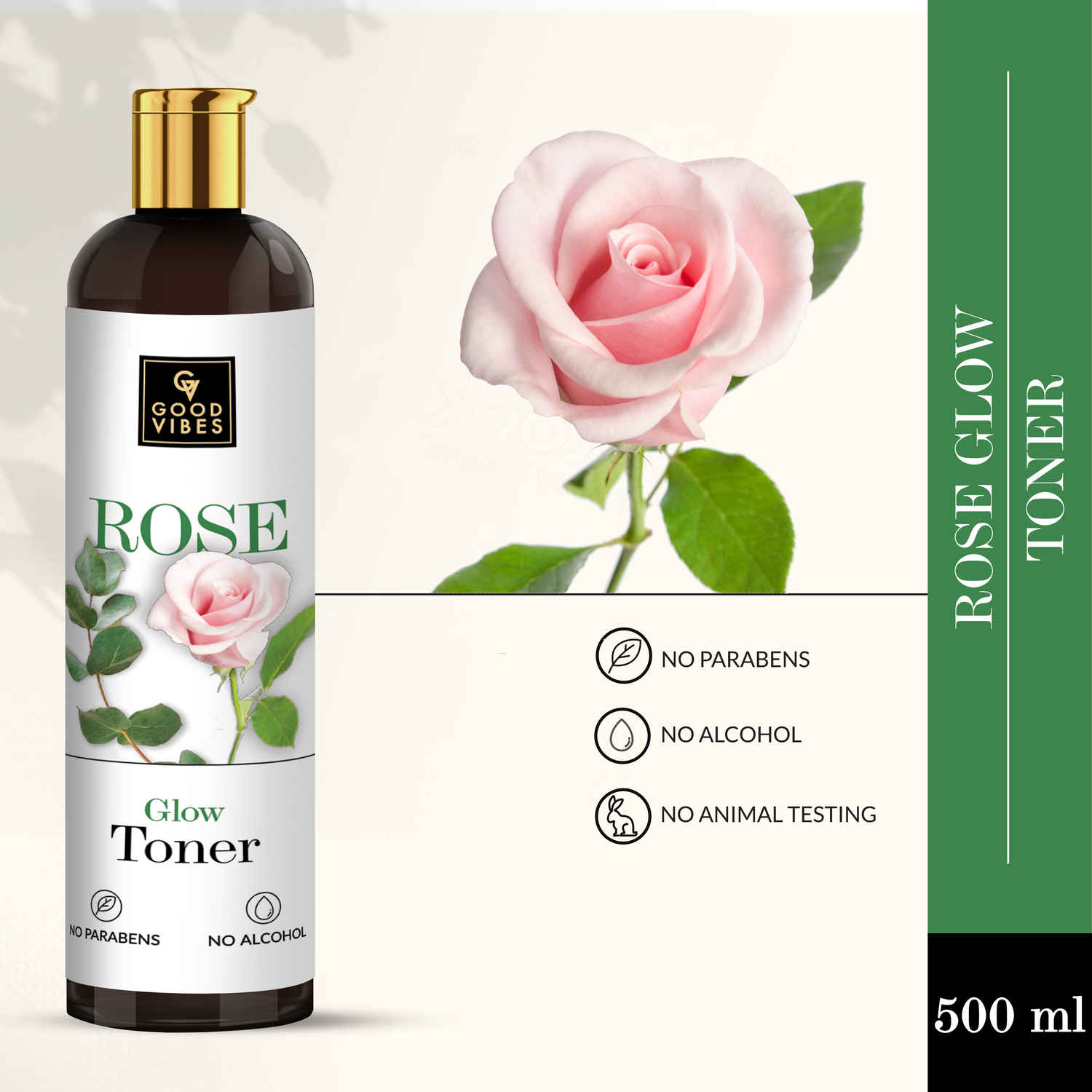 Buy Good Vibes Rose Glow Toner | Lightweight, Brightening| With Honey | No Alcohol, No Sulphates, No Parabens, No Mineral Oil, No Animal Testing (500 ml) - Purplle