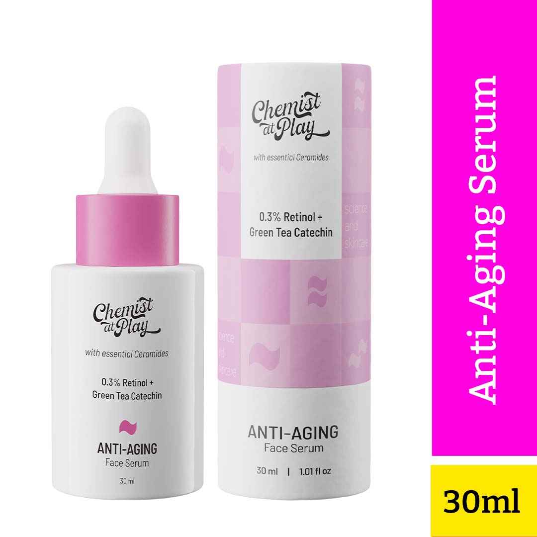 Buy Chemist at Play 0.3% Retinol + Green Tea Catechin Anti-Aging Face Serum with Ceramides | For mature skin, reduces appearance of wrinkles & fine lines | 30 ml - Purplle