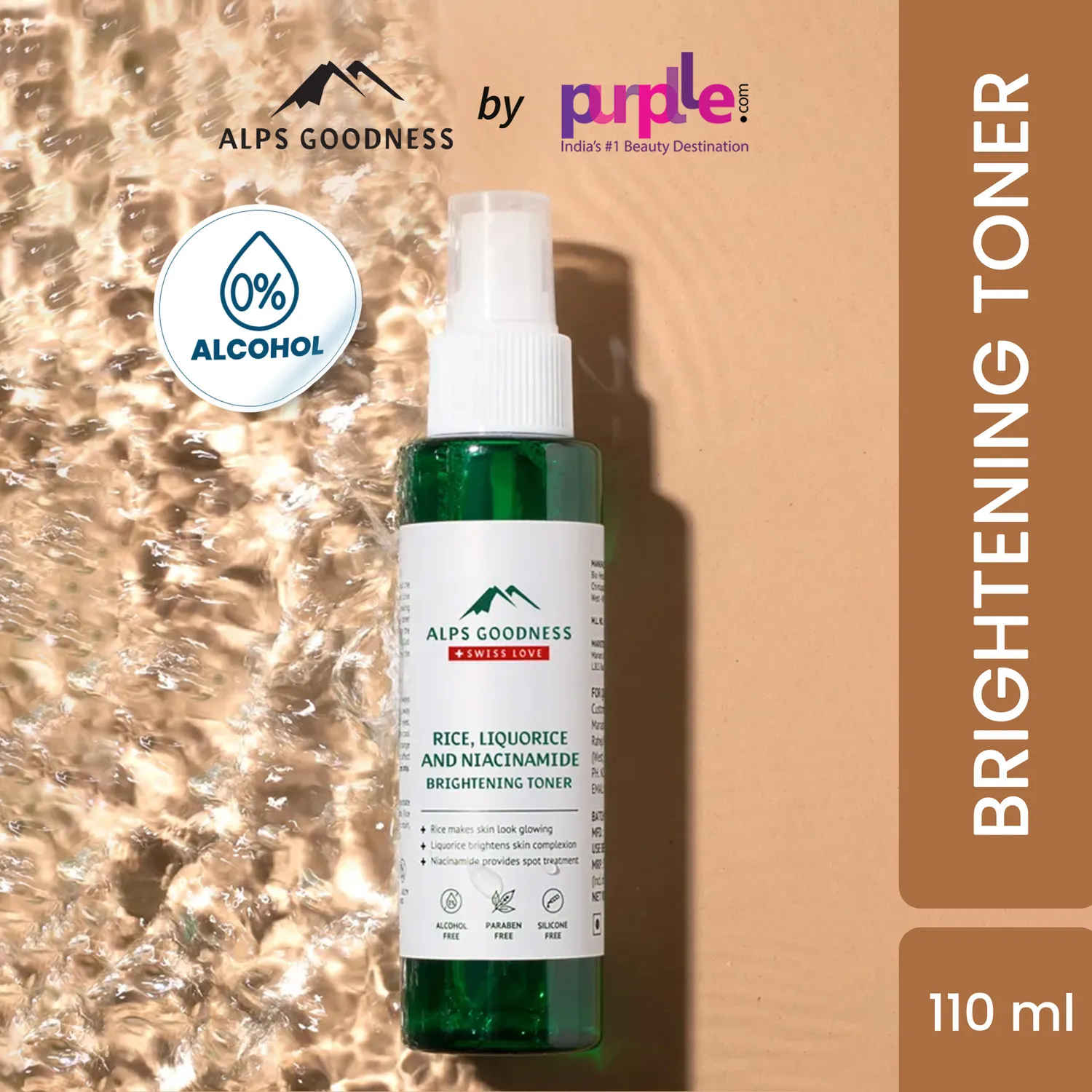 Buy Alps Goodness Rice, Liquorice & Niacinamide Brightening Toner for Normal to Dry Skin (110 ml) | Alcohol free, Paraben Free, Sulphate Free, Silicone Free | Good for pore minimizing/tightening - Purplle