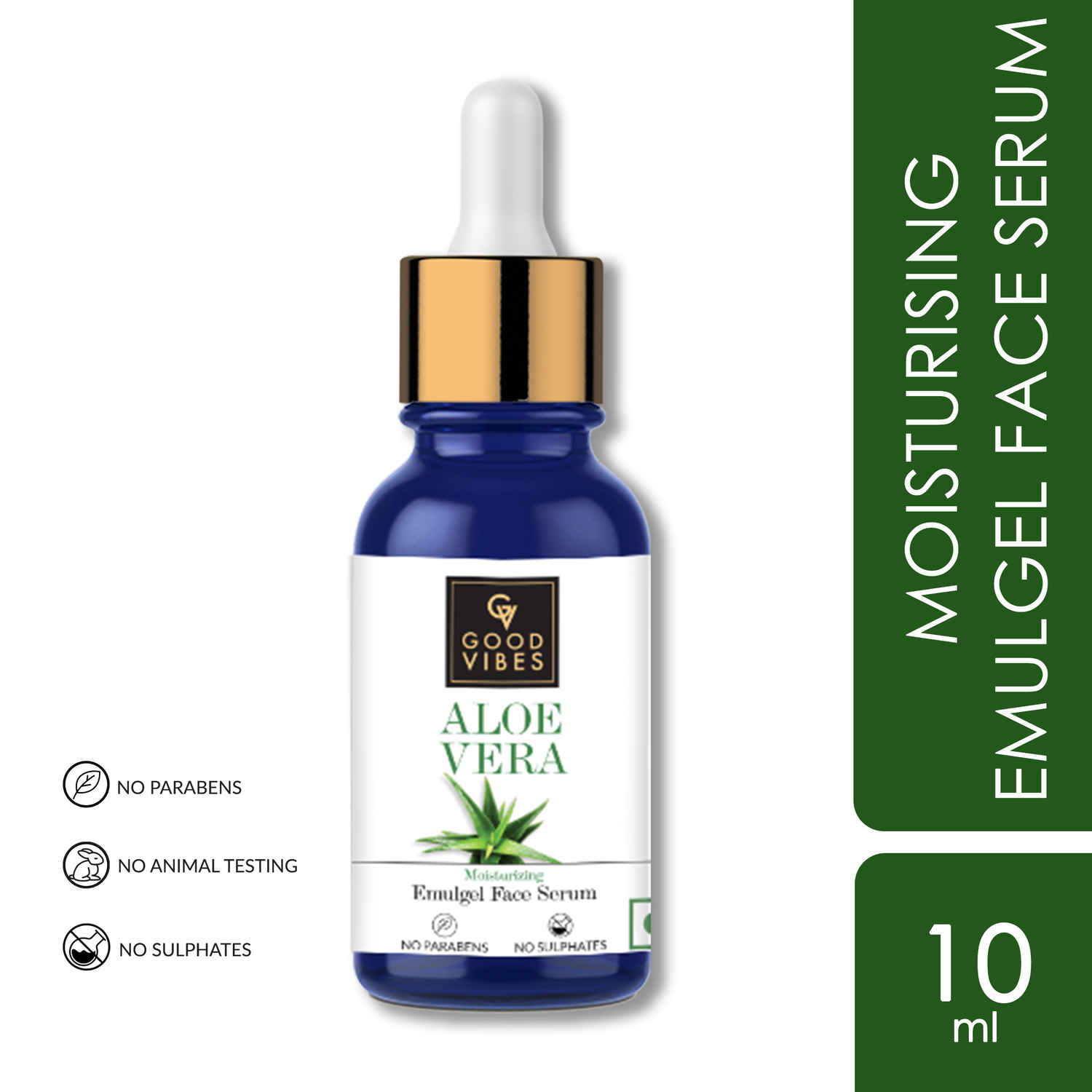 Buy Good Vibes Aloe Vera Moisturizing Emulgel Face Serum | Hydrating, Moisturizing, Brightening | No Parabens, No Sulphates, No Animal Testing (10 ml) - Purplle