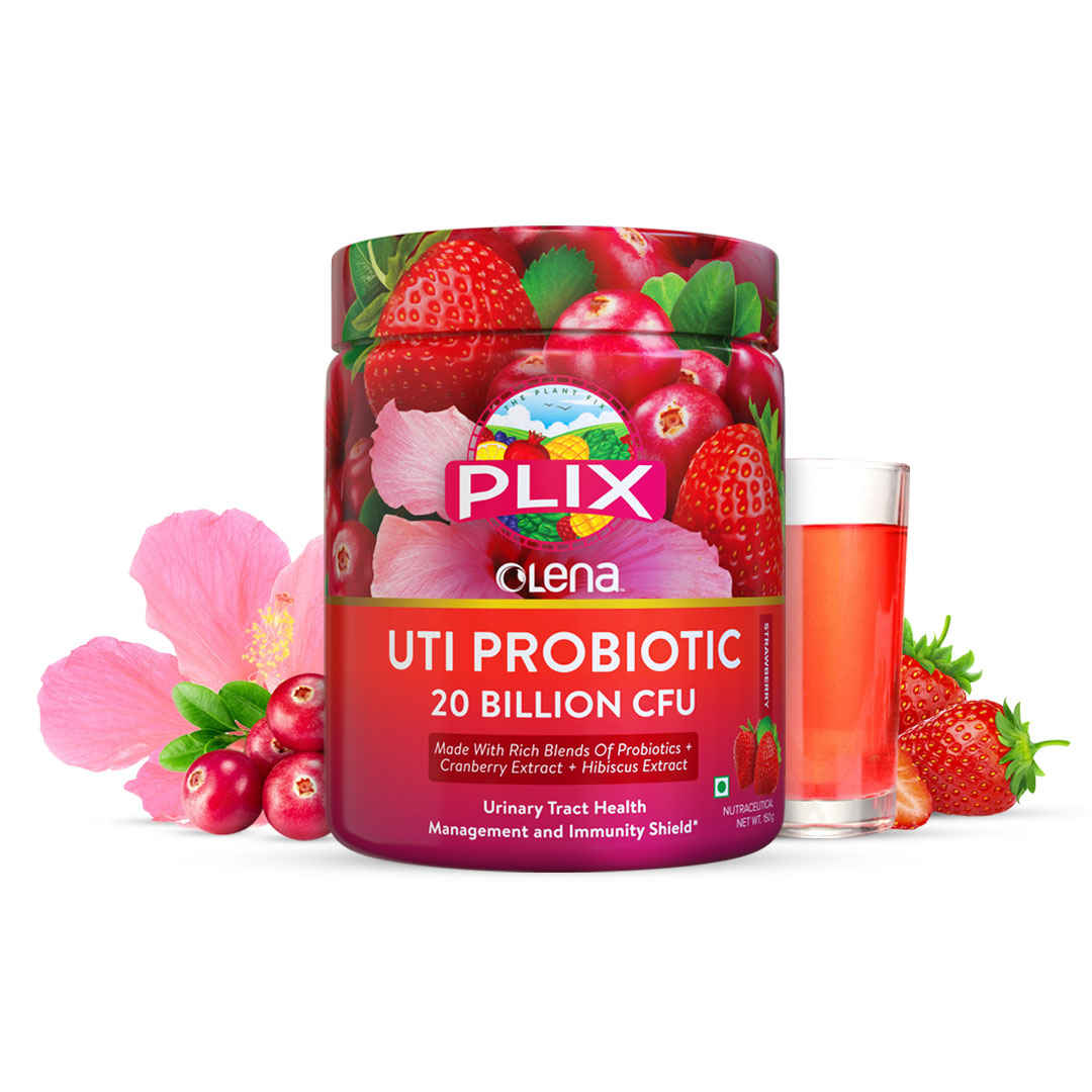 Buy PLIX UTI Probiotic Drink, 20Bn CFU, Urinary Tract Health Management and Immunity Shield with Cranberry Extract, Pack of 1 (Strawberry) - Purplle