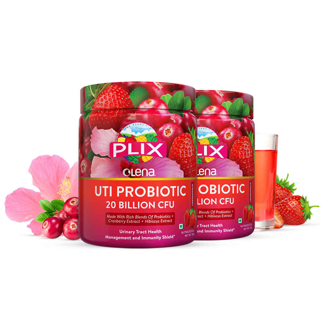 Buy PLIX UTI Probiotic Drink, 20Bn CFU, Urinary Tract Health Management and Immunity Shield with Cranberry Extract, Pack of 2 (Strawberry) - Purplle