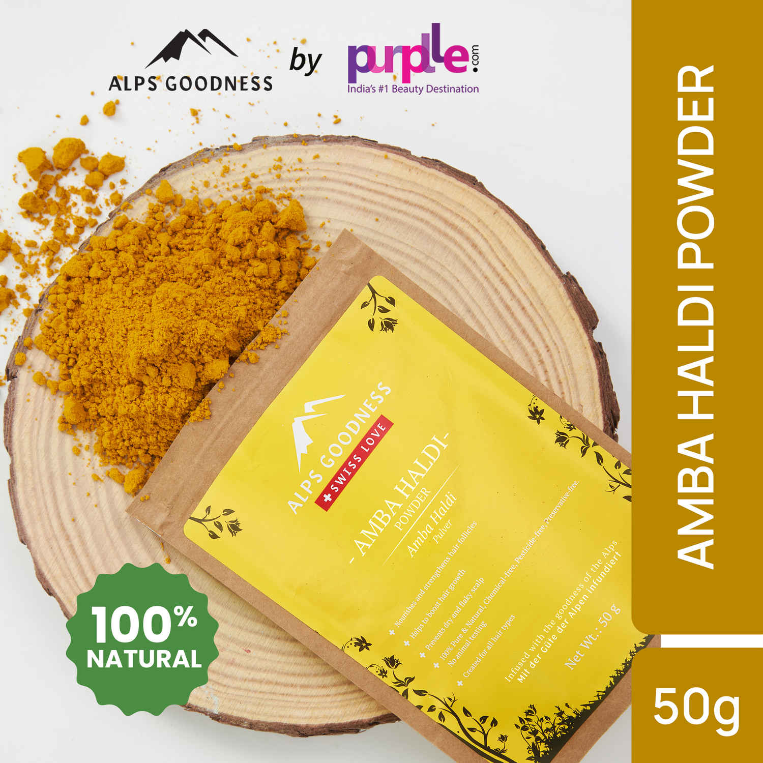 Buy Alps Goodness Powder - Amba Haldi (50 g) | 100% Natural Powder | No Chemicals, No Preservatives, No Pesticides | Face Mask for Even Toned Skin | Face Mask for Glow - Purplle