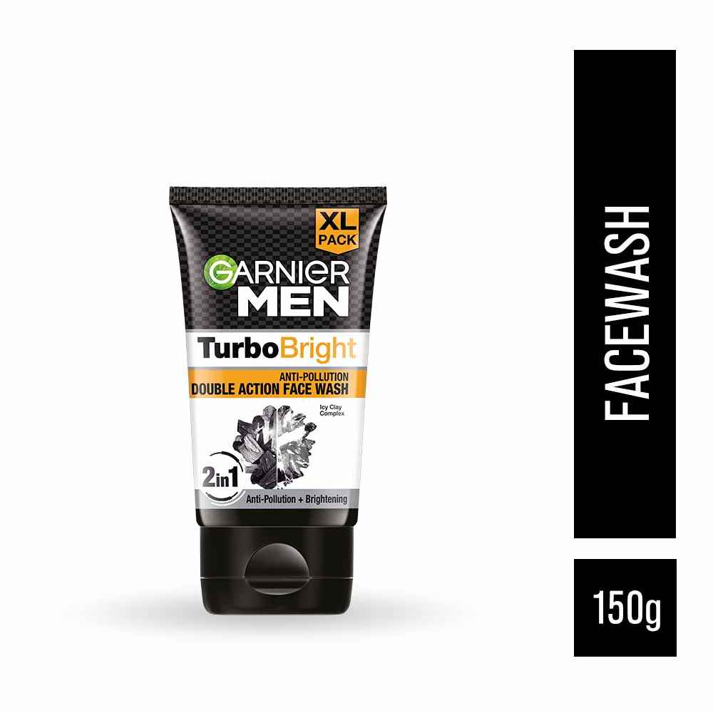 Buy Garnier Men Turbo Bright Anti-Pollution Double Action Facewash (150 gm) - Purplle