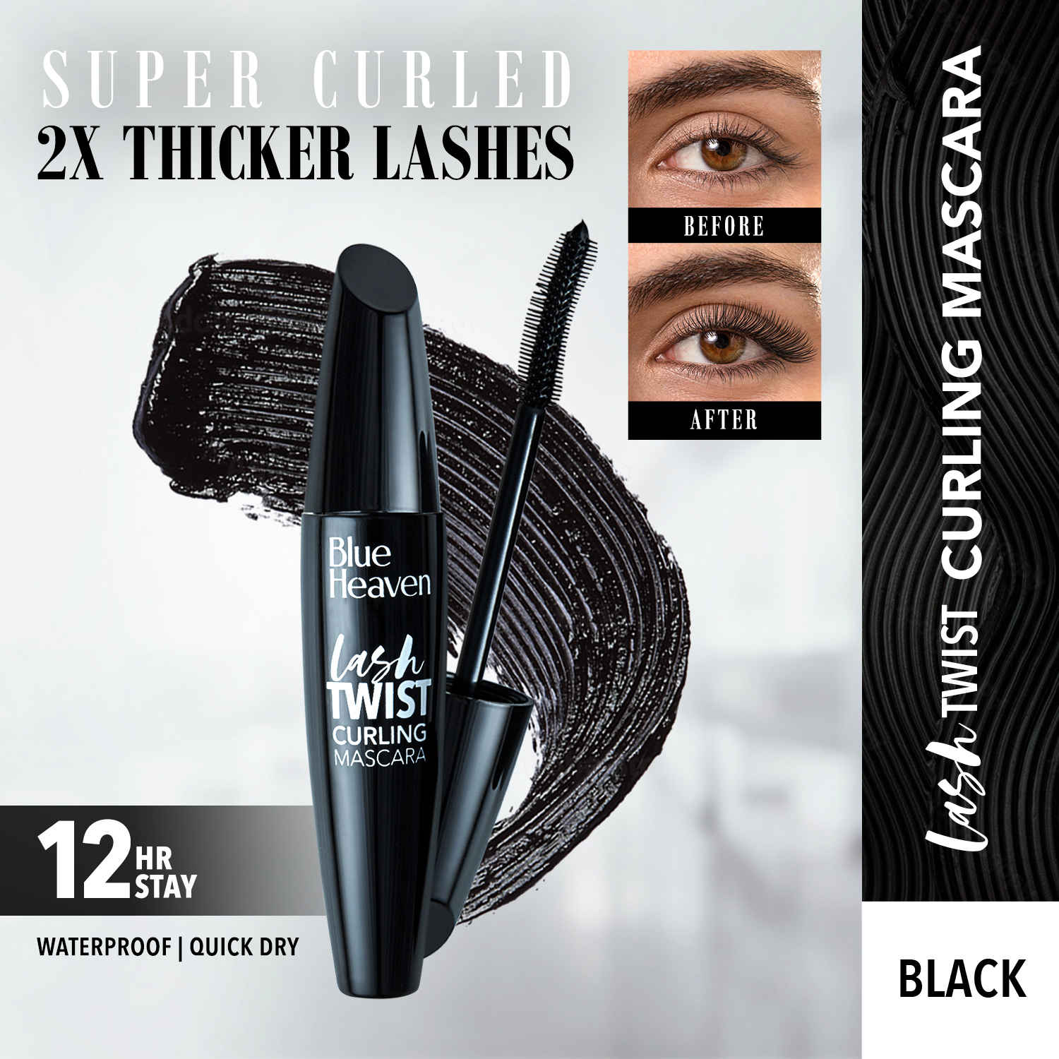 Buy Blue Heaven Walk Free Mascara (Water Proof - Long Lash) Black Pack (12 ml) - Purplle