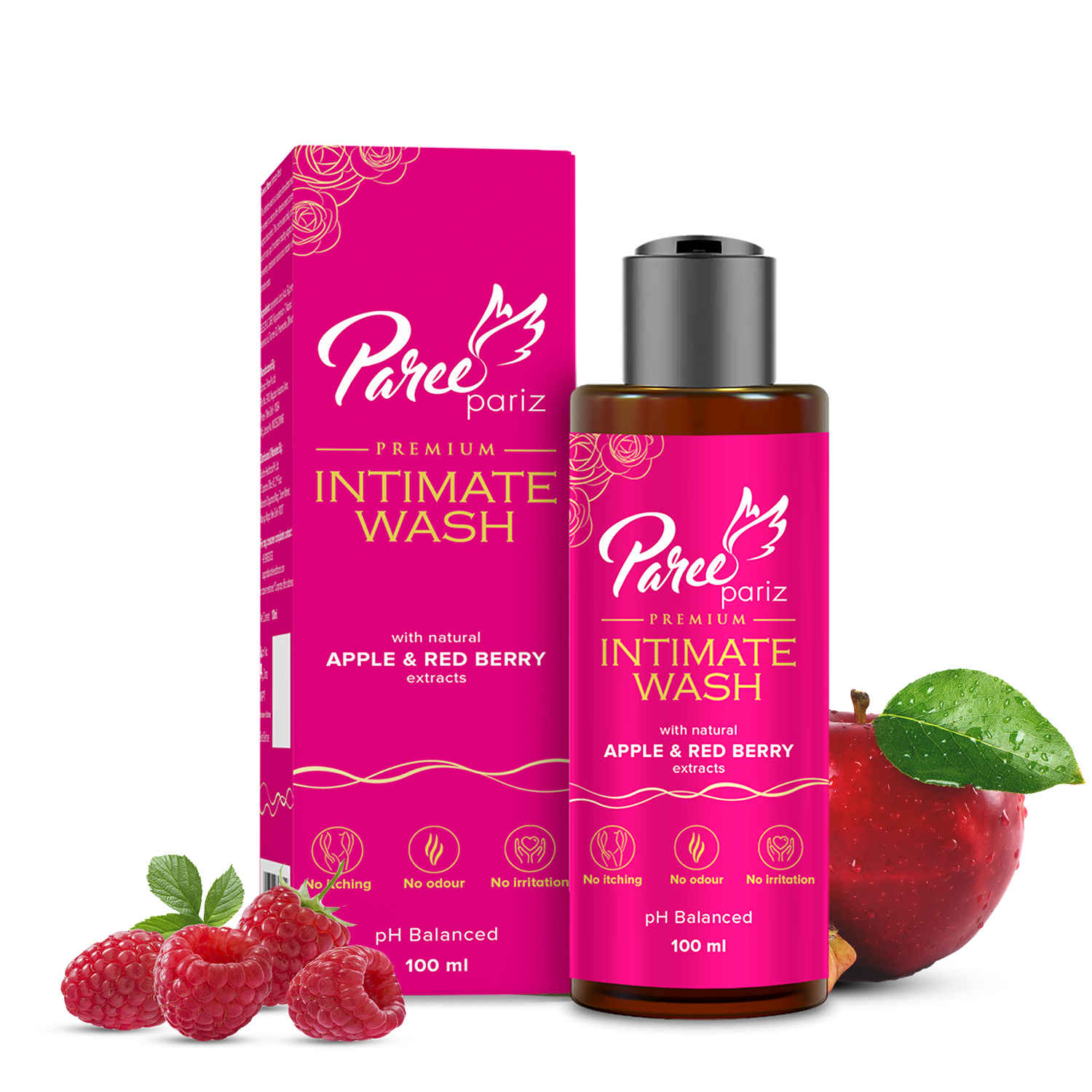 Buy Paree Pariz Premium Intimate Wash with Apple and Berry Extracts Liquid Wash for Women Prevent Itching and Dryness, Balance PH, 100ML - Purplle
