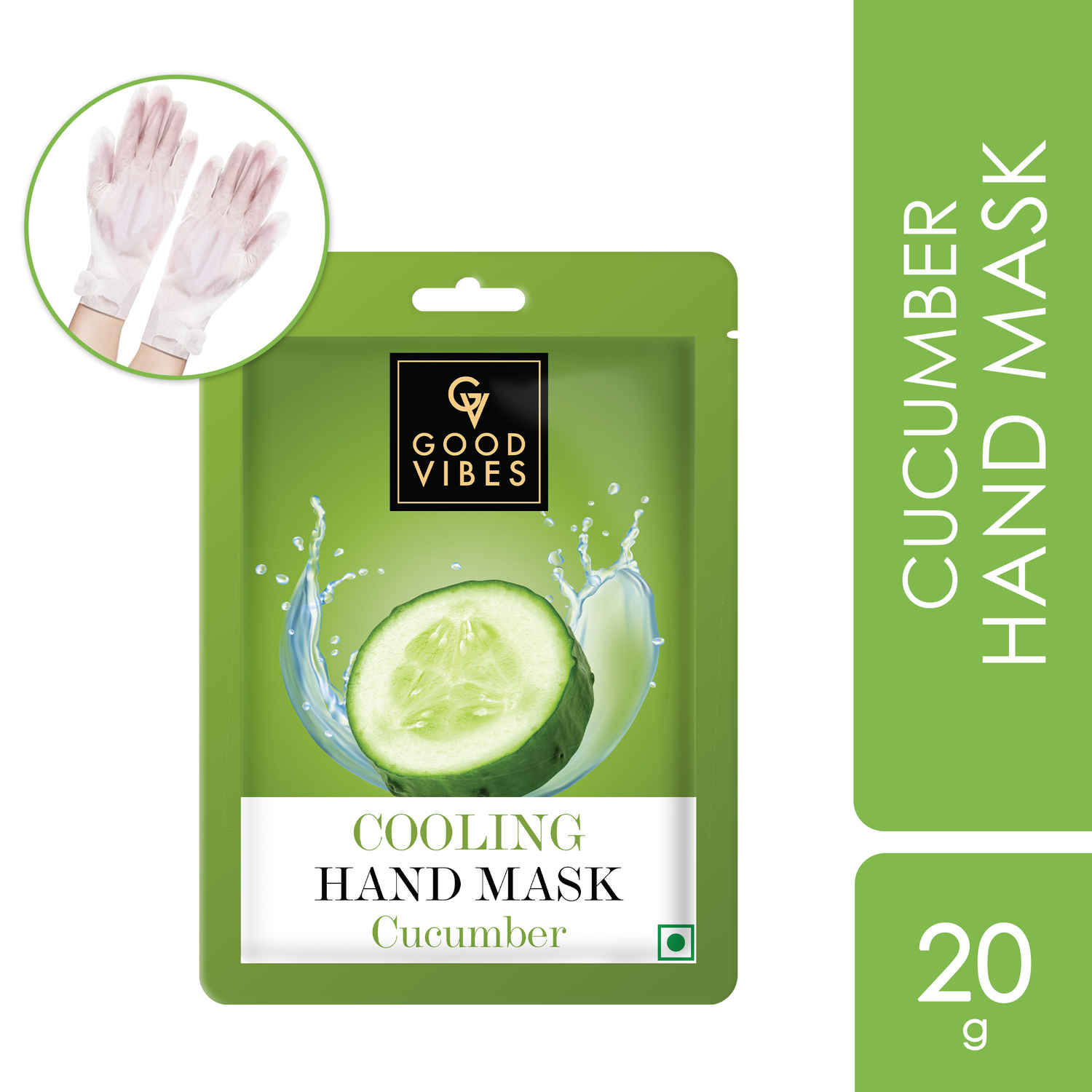 Buy Good Vibes Cucumber Cooling Hand Mask | Moisturizing, Hydrating | Vegan, No Parabens, No Sulphates, No Alcohol, No Animal Testing (20 gm) - Purplle