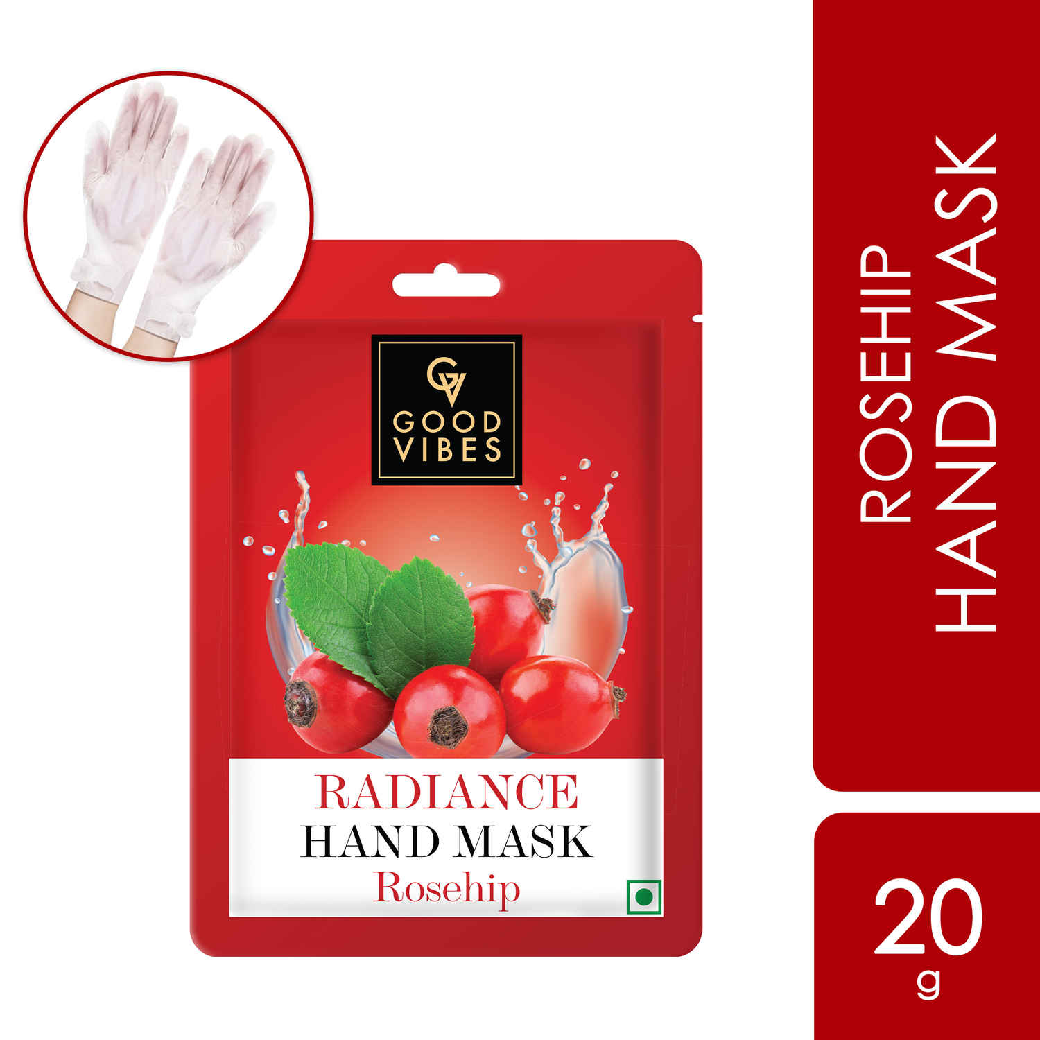 Buy Good Vibes Rosehip Radiance Hand Mask | Glowing, Relaxing | Vegan, No Parabens, No Sulphates, No Alcohol, No Animal Testing (20 g) - Purplle