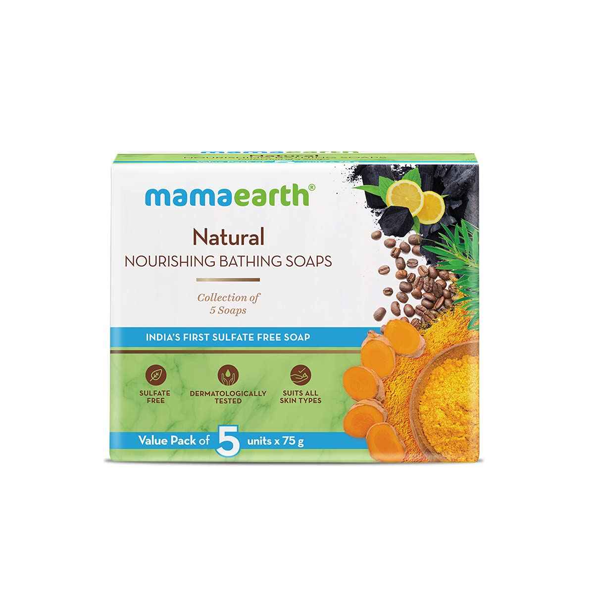 Buy Mamaearth Natural Nourishing Bathing Soaps (5x75 g) - Purplle