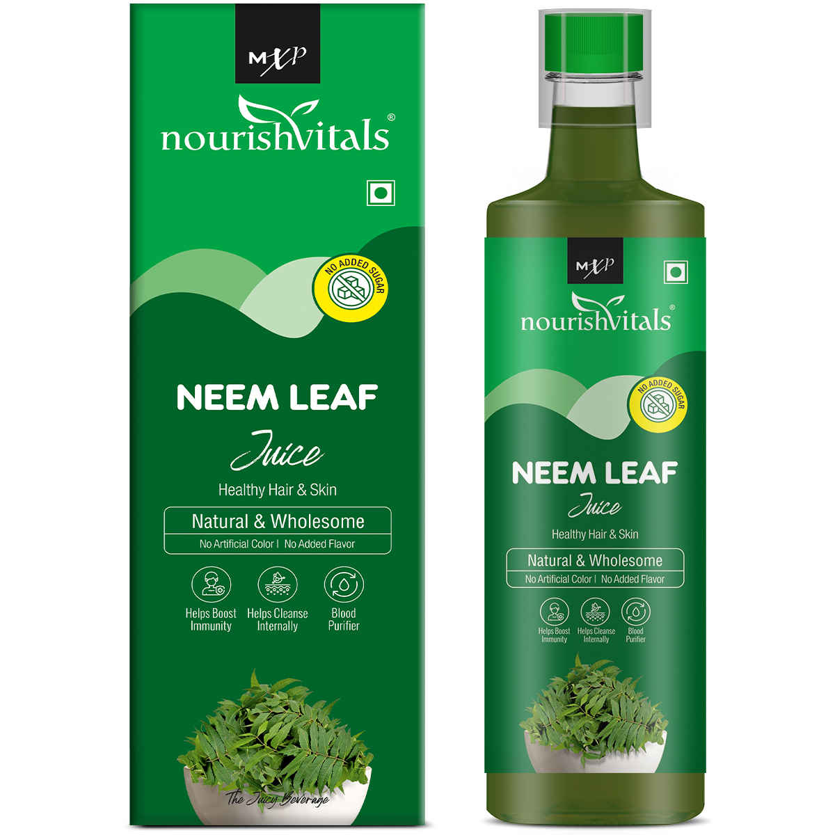 Buy NourishVitals Neem Leaf Juice |Natural & Wholesome | For Healthy Hair & Skin | No Added Sugar, 500ml - Purplle