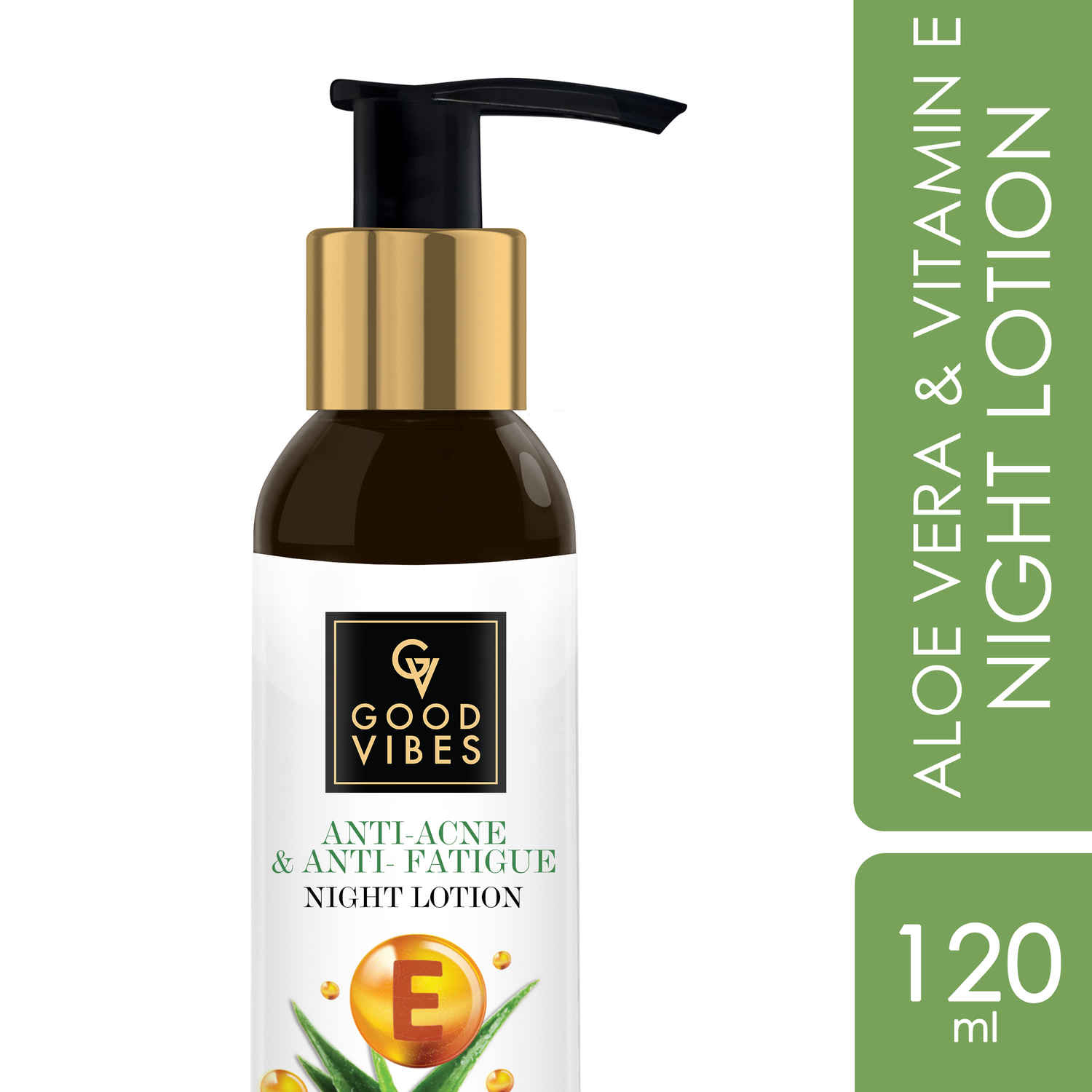 Buy Good Vibes Aloe Vera + Vitamin E Anti - Acne Night Face Lotion| With Hyaluronic Acid | No Parabens No Sulphates No Mineral Oil (120 ml) - Purplle
