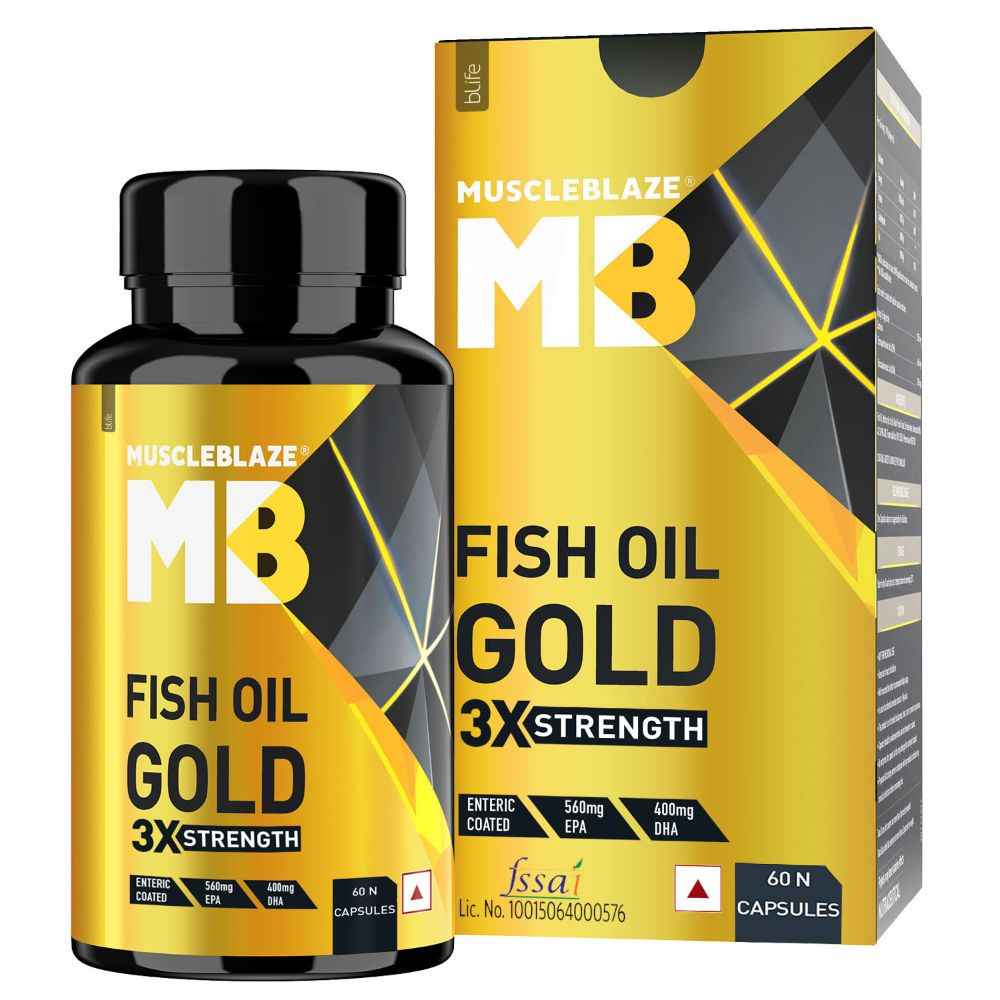 Buy MuscleBlaze Omega 3 Fish Oil Gold 1250mg, 60 capsules - Purplle