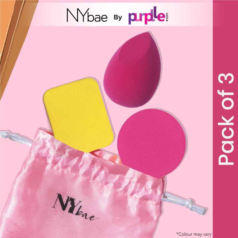 Buy NY Bae Blender Trio | Pack Of 3 | Blender Set | Round Puff | Rectangle Puff | Teardrop Blender | Flawless Makeup Application | Maximum Coverage color may vary - Purplle
