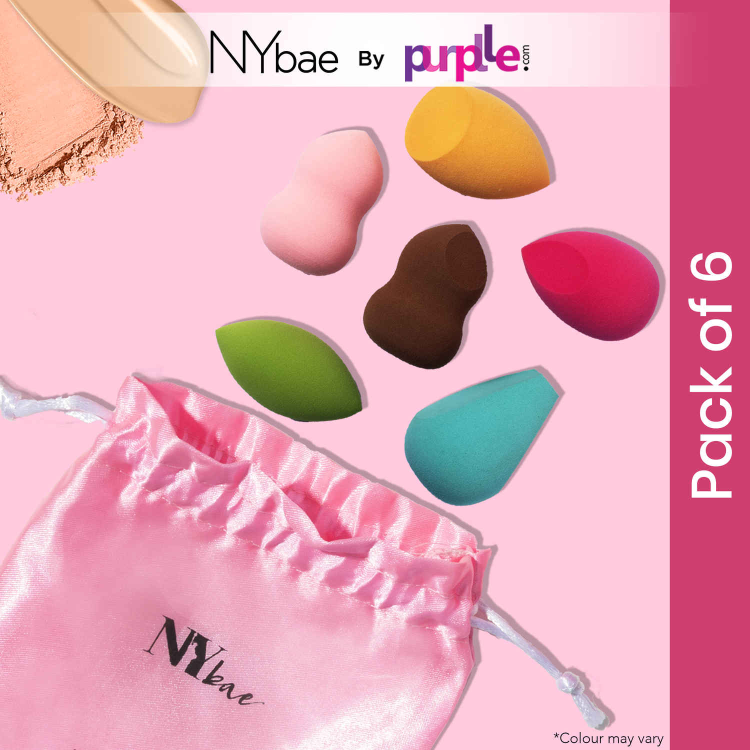 Buy NY Bae Blender Bunch 01 | Pack Of 6 | Blender Set | Rectangle Puff | Round Puff | Teardrop Blender | Pear Blender | Flawless Makeup Application | Maximum Coverage color may vary - Purplle