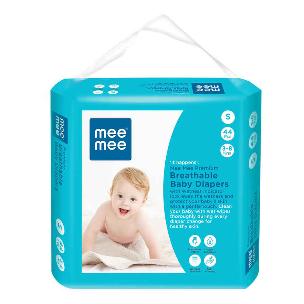 Buy Mee Mee Premium Breathable Baby Diapers With Wetness Indicator (Small - 44 Count) - Purplle